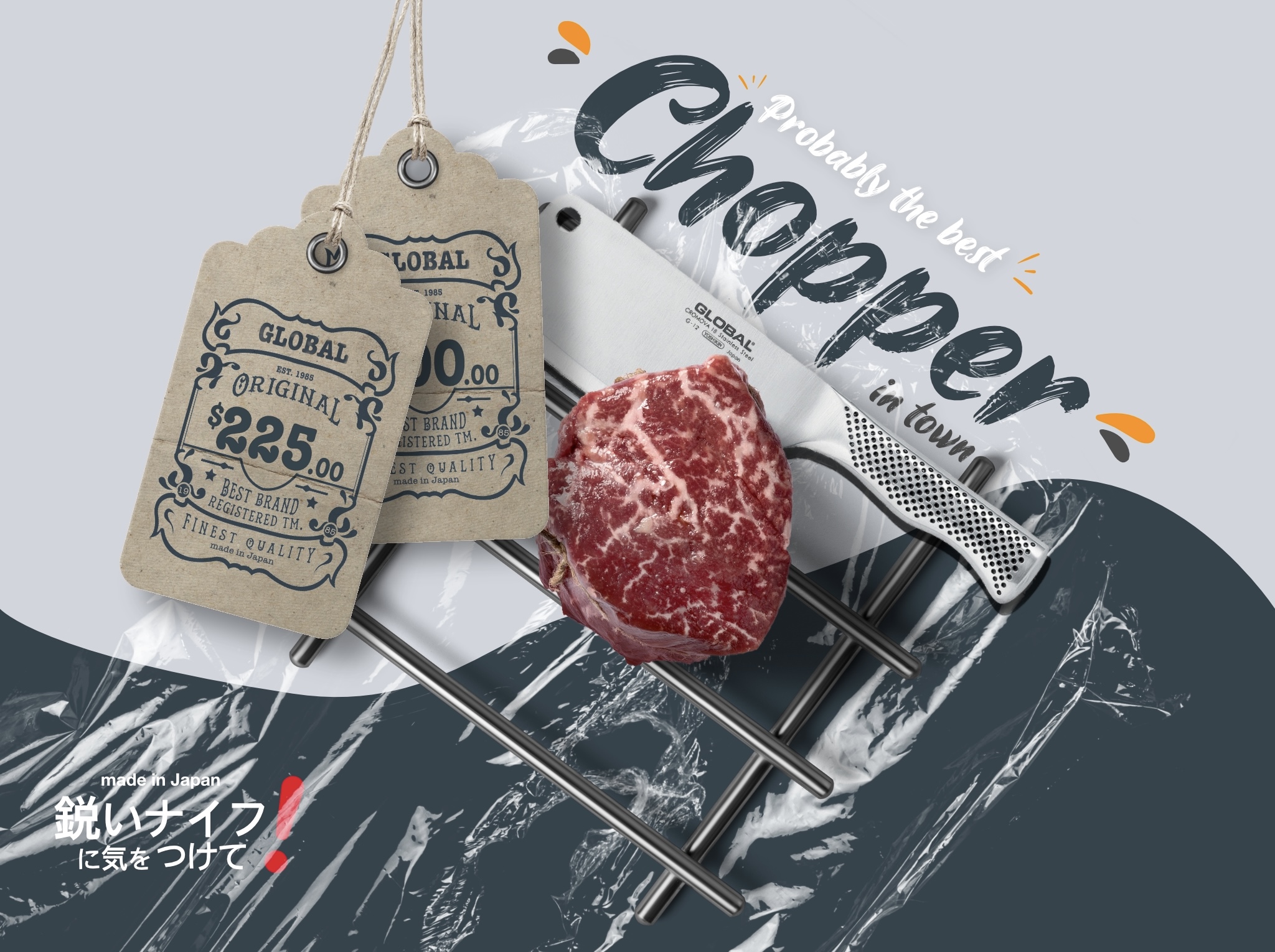 Vintage Original Global Knives Singapore G12 Chopper