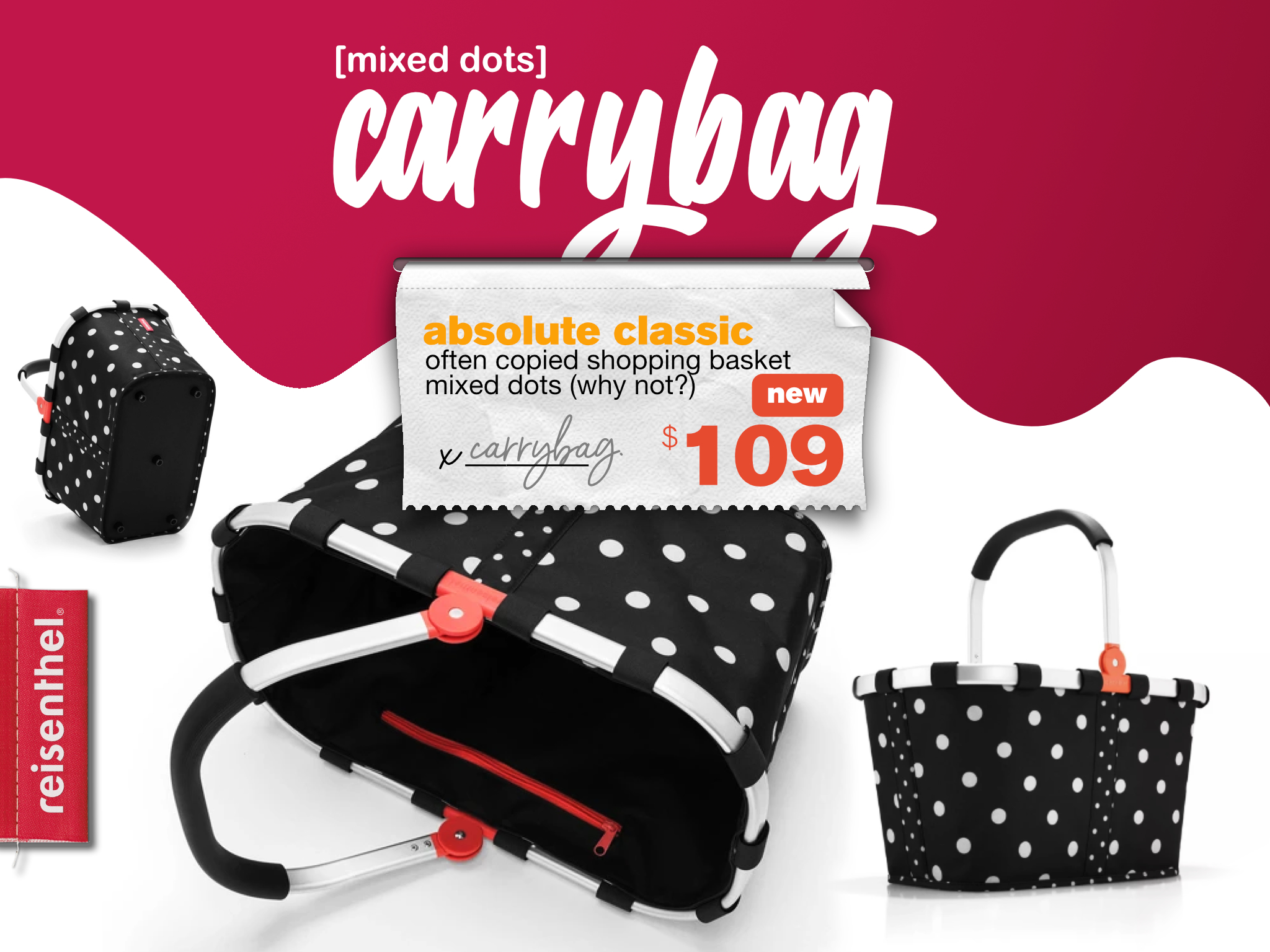 Berries & Cream Reisenthel Singapore Carrybag Mixed Dots