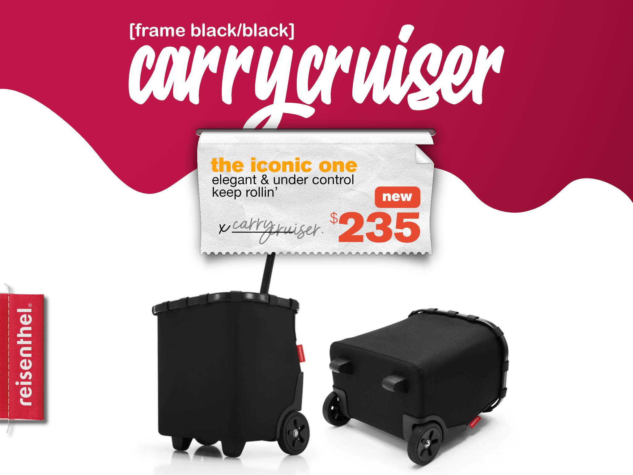 Berries & Cream Reisenthel Singapore Carrycruiser Frame Black Black