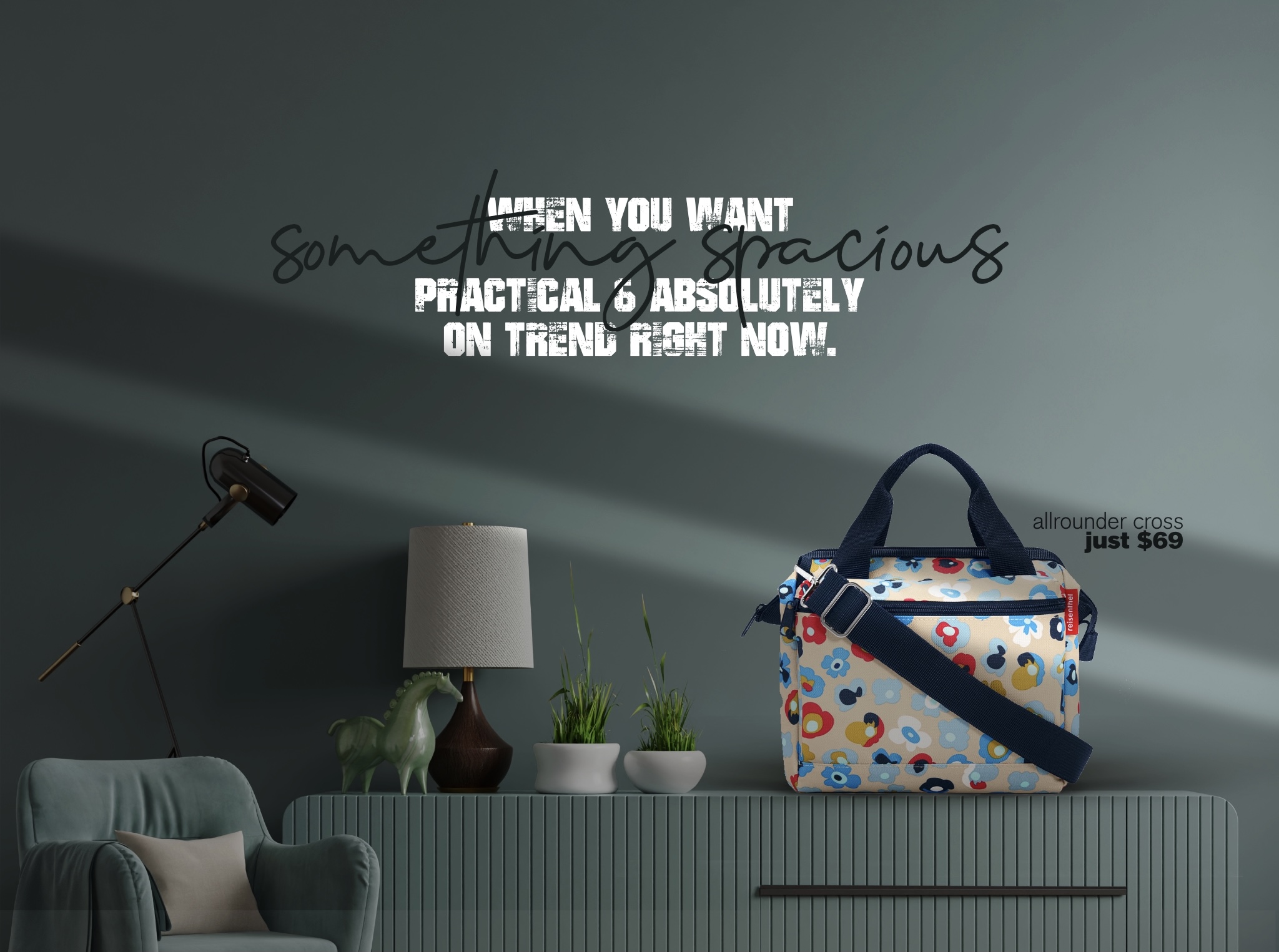 Olive Drab Reisenthel Singapore Allrounder Cross Millefleurs