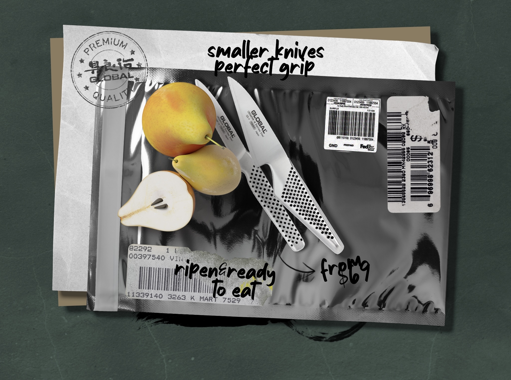 Freshly Packed Global Knives Singapore Ripen and Ready to Eat GS-7 GSF-15 