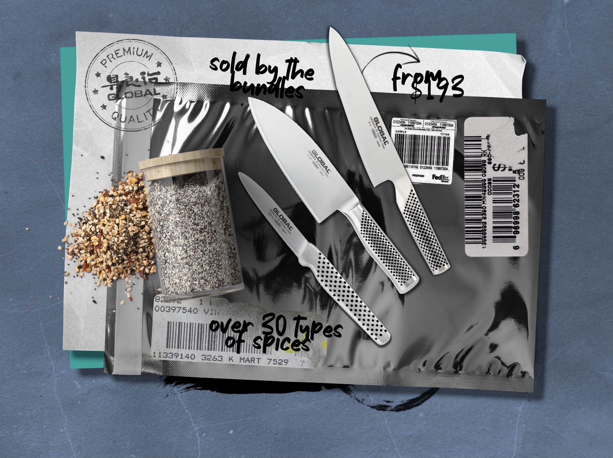 Freshly Packed Global Knives Singapore Over 30 Types of Spices Bundled Sets