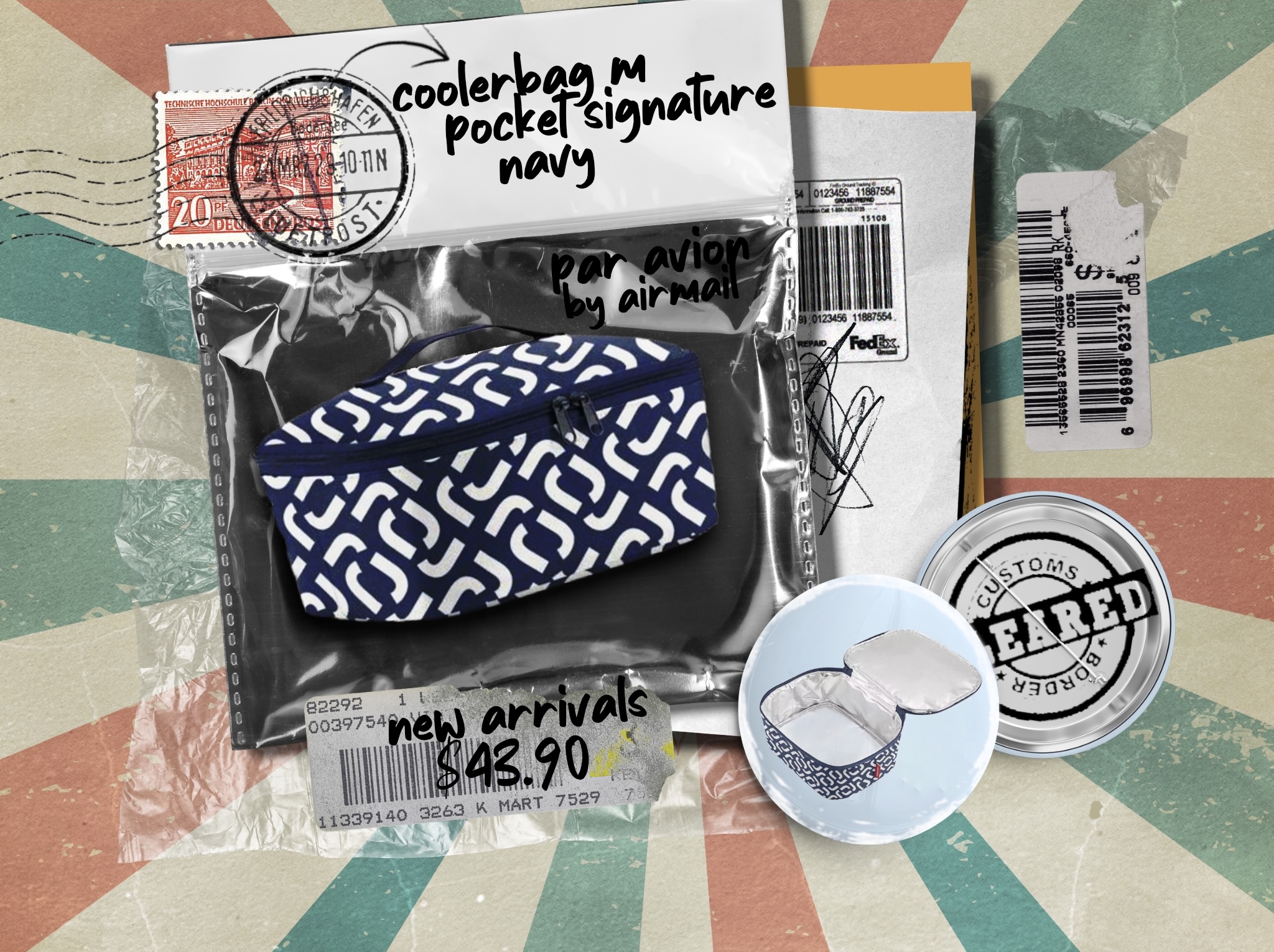 Heisenberg Reisenthel Singapore Coolerbag M Pocket Signature Navy