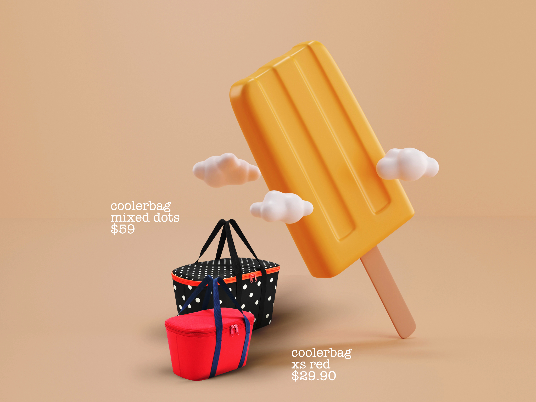 For Display Only Reisenthel Singapore Coolerbag Mixed Dots Frame and Coolerbag XS Red