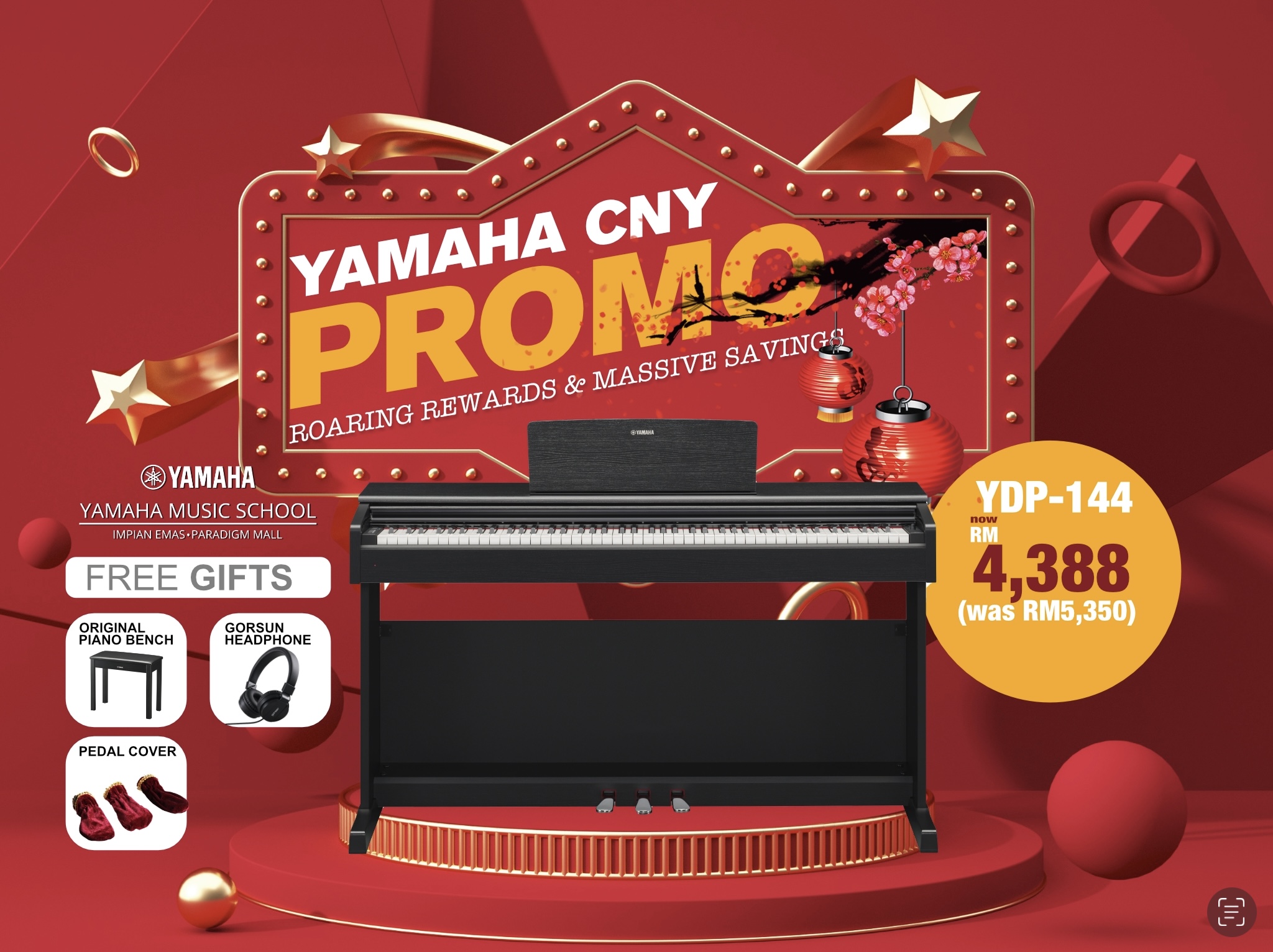 Roaring Rewards Yamaha Music School Impian Emas Paradigm Mall JB CNY 2022 Promotion YDP-144