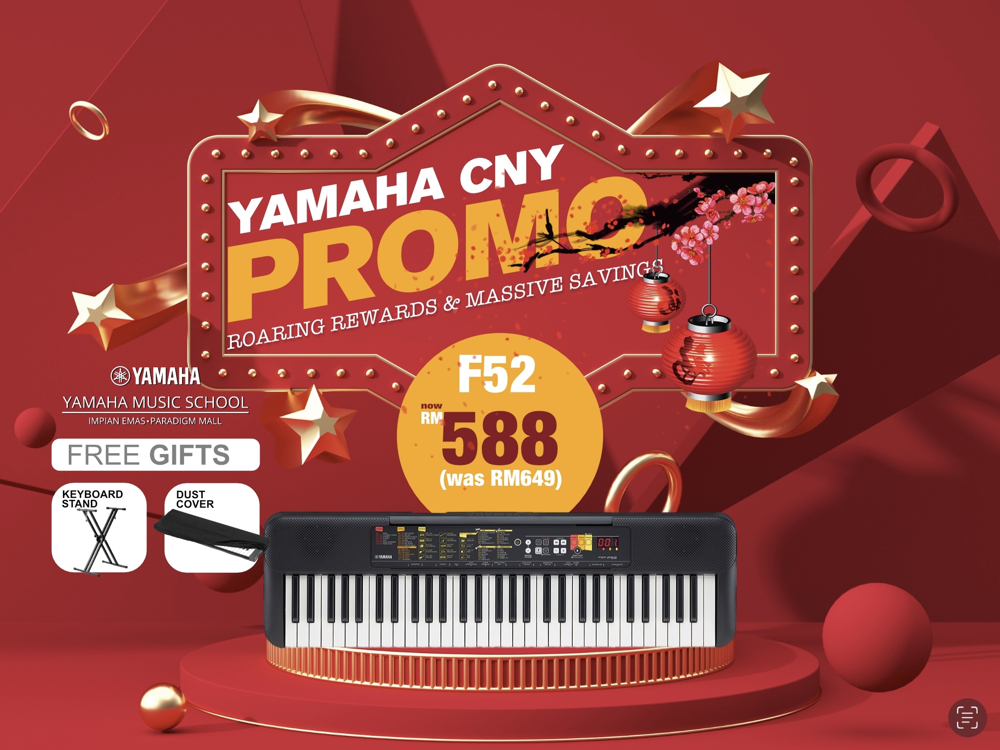 Roaring Rewards Yamaha Music School Impian Emas Paradigm Mall JB CNY 2022 Promotion F52