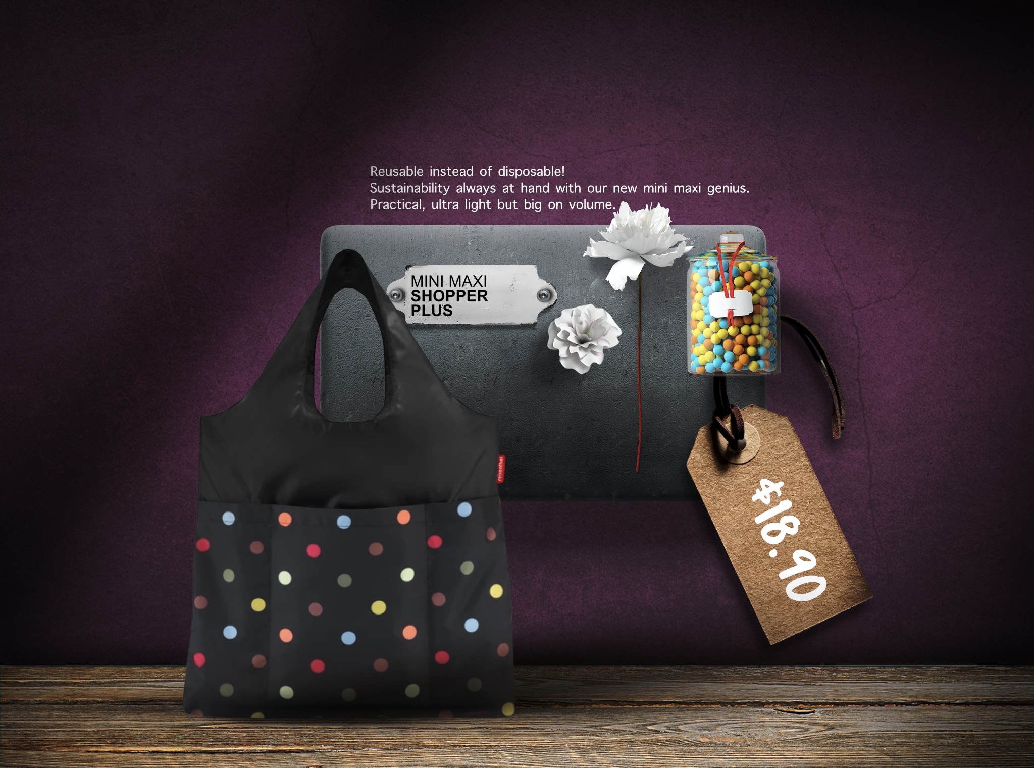 Signature Series Reisenthel Singapore Mini Maxi Shopper Plus Dots