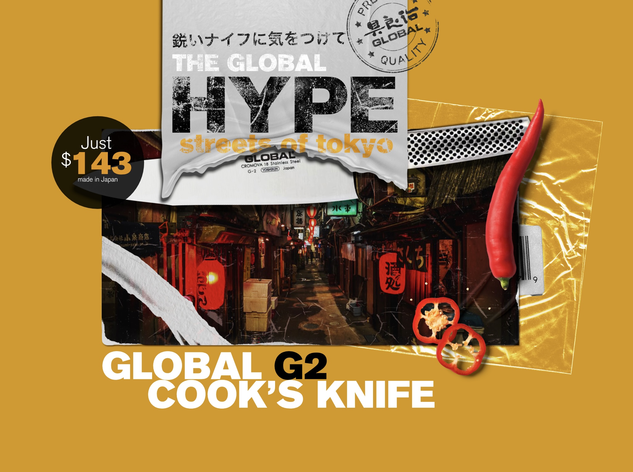 Streets ofT Tokyo Global Knives Singapore G2 Cook’s Knife