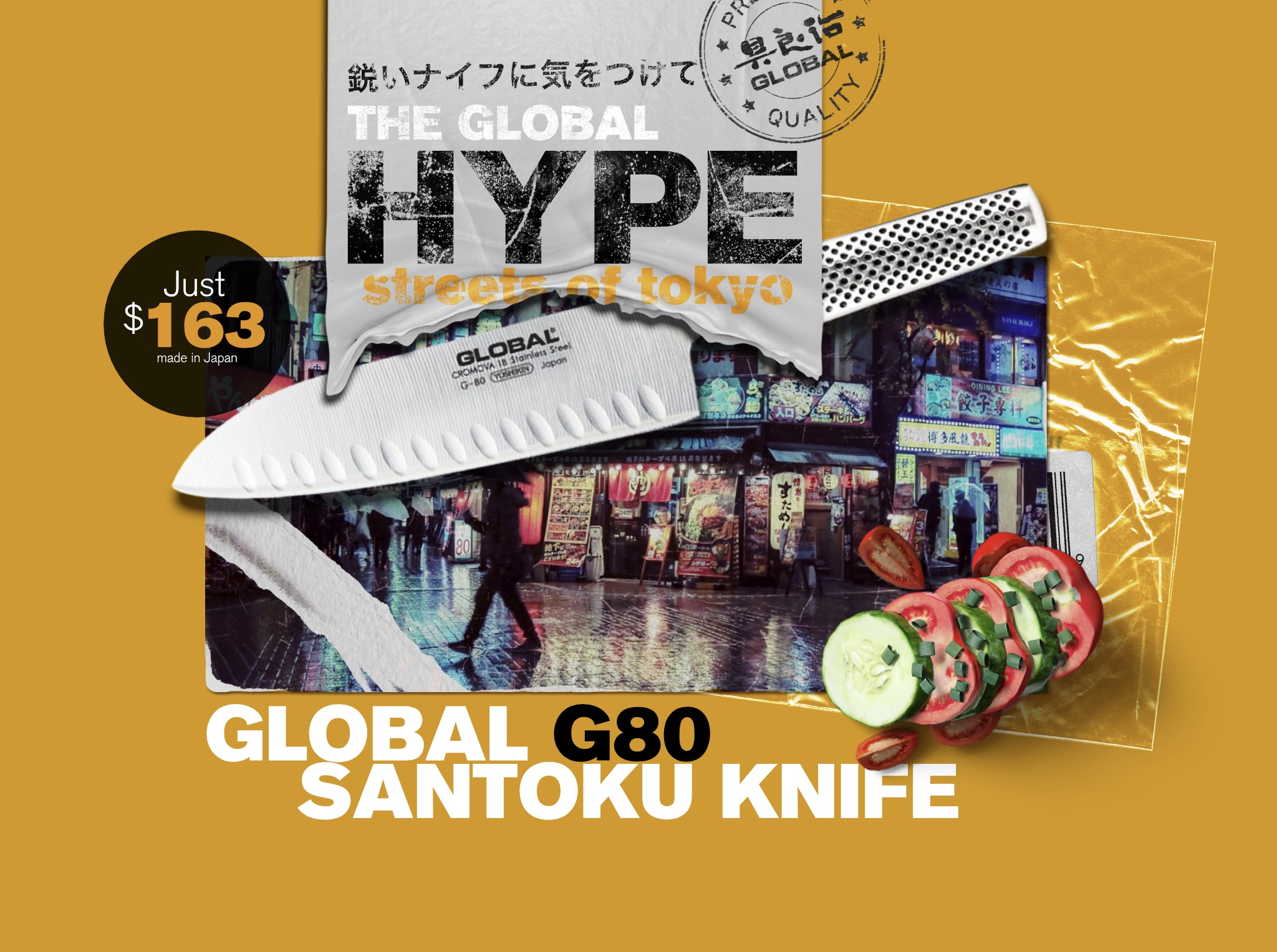 Streets ofT Tokyo Global Knives Singapore G80 Santoku Knife