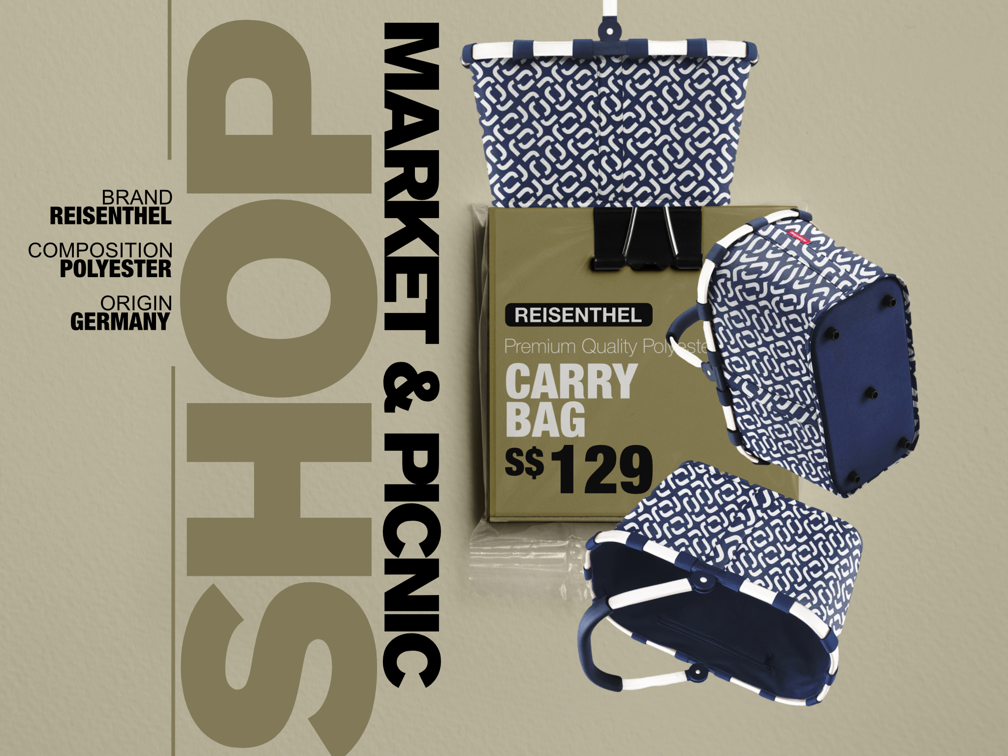Unwrapped Reisenthel Singapore Carrybag Signature Navy