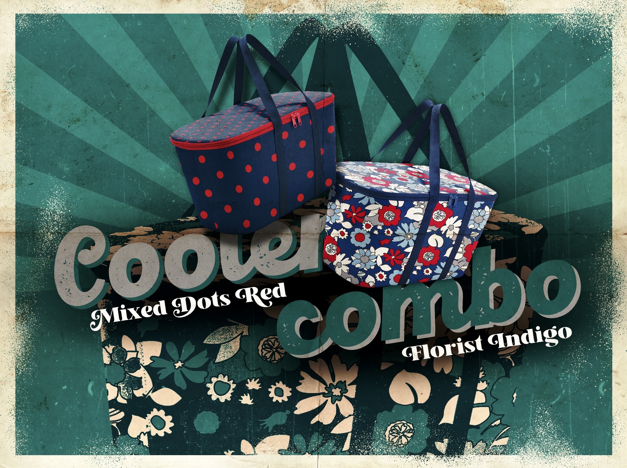 Statement Piece Reisenthel Singapore Coolerbag Mixed Dots Red and Florist Indigo