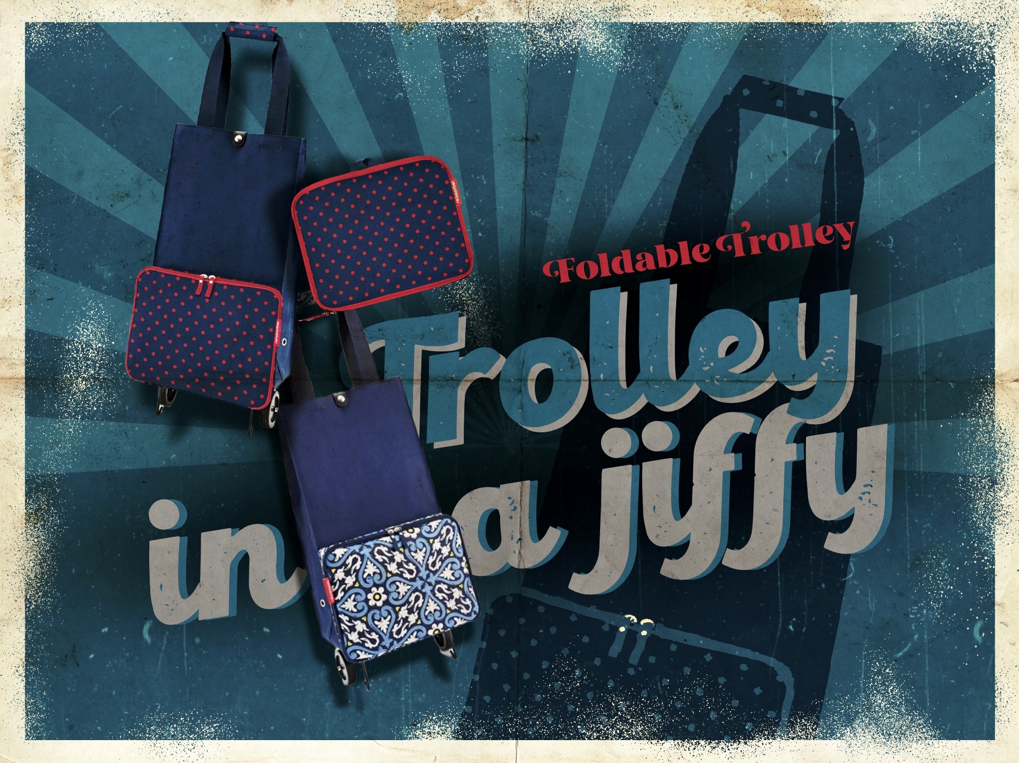 Statement Piece Reisenthel Singapore Foldable Trolley Mixed Dots Red and Floral 1