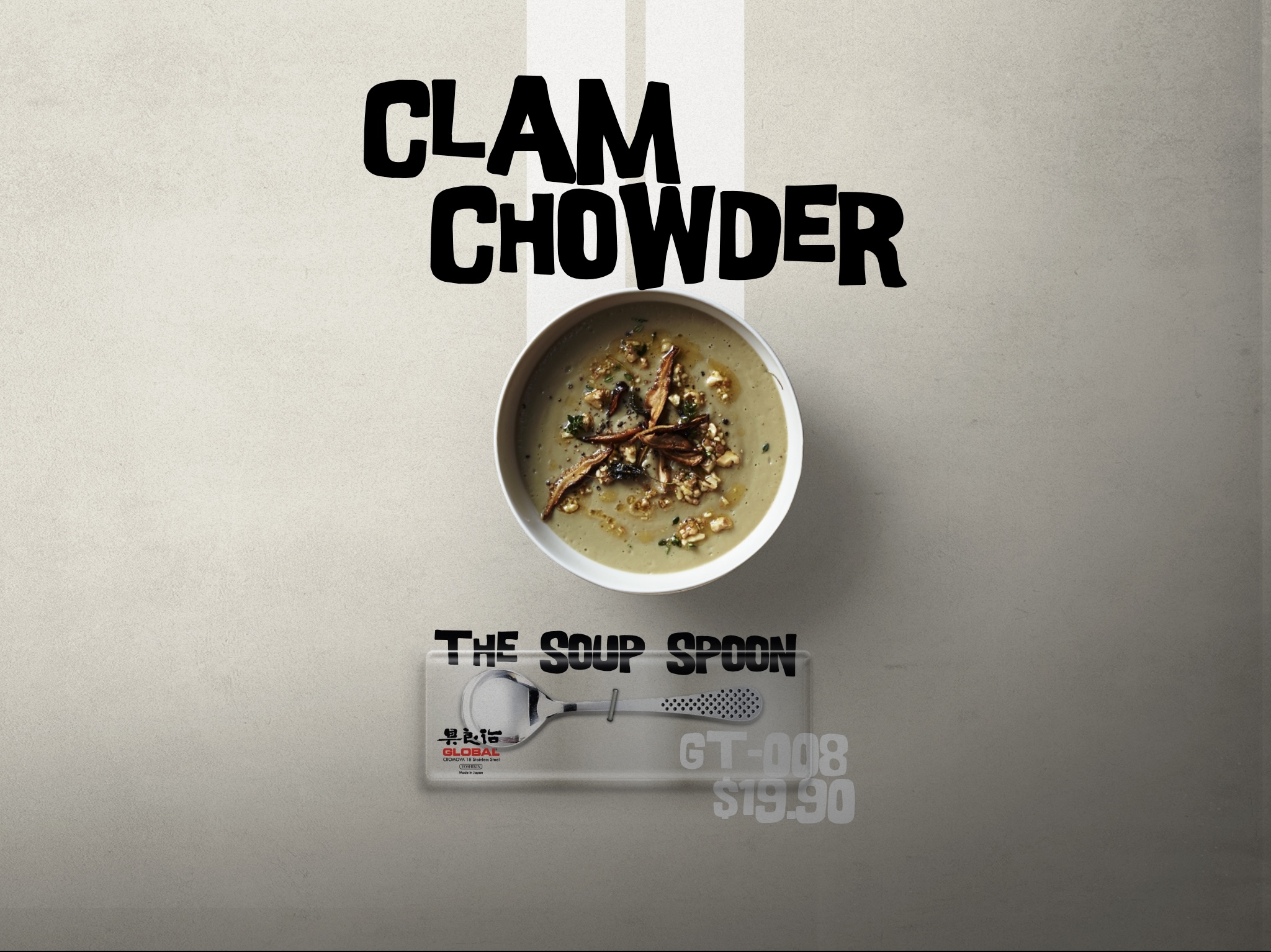 Pepper White Clam Chowder Global Knives Singapore GT-008 Soup Spoon