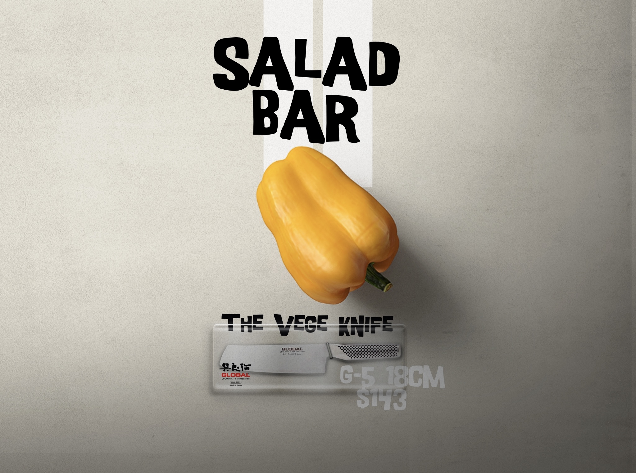 Pepper White Salad Bar Global Knives Singapore G-5 Knife