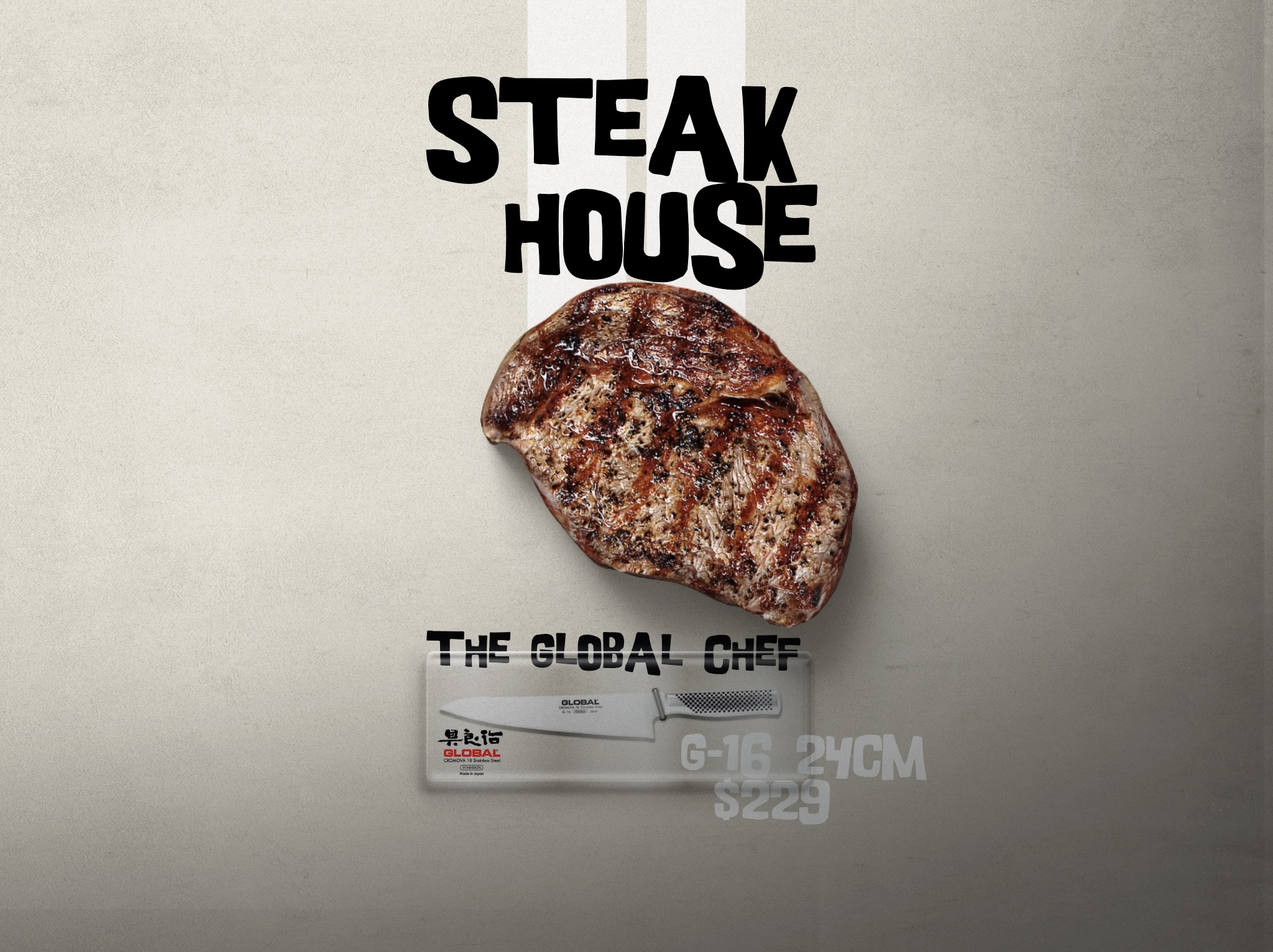 Pepper White Steak House Global Knives Singapore G-16 Knife