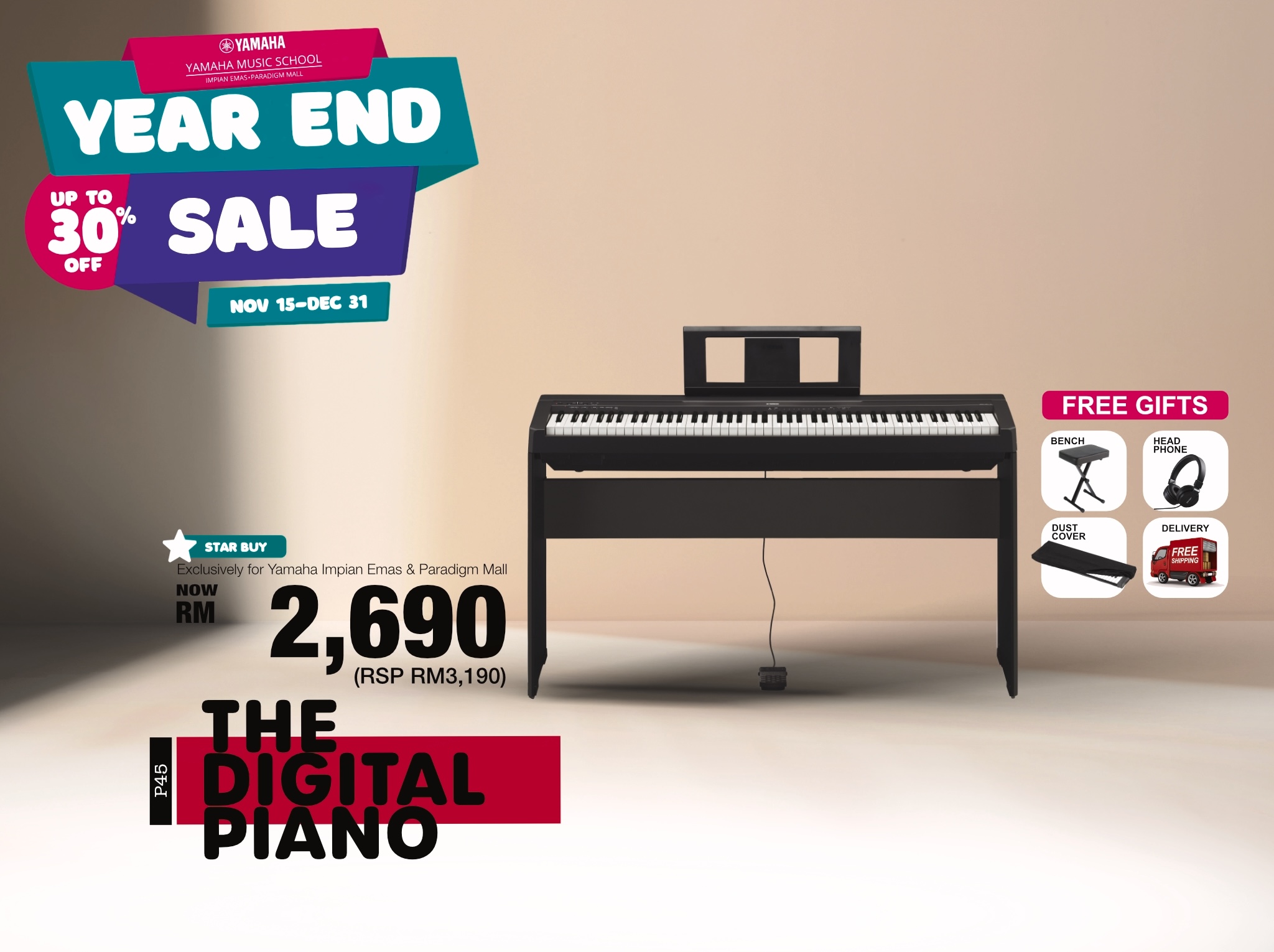 Guitar Saloon YES Yamaha Year End Sale 2022 Impian Emas Paradigm Mall Johor The Digital Piano