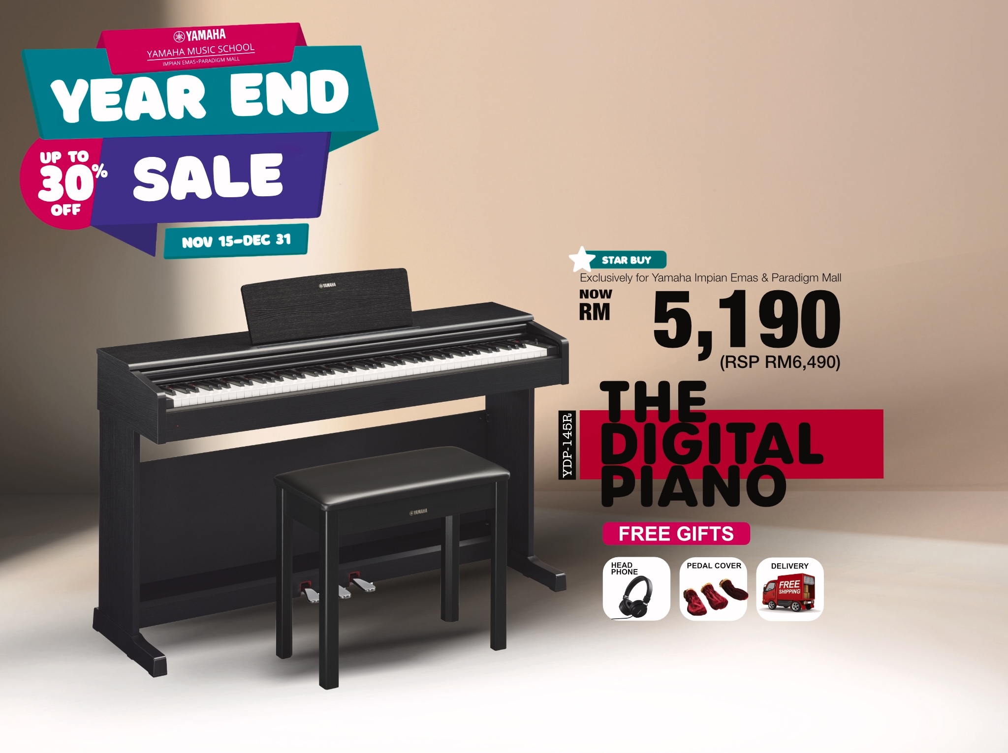 Guitar Saloon YES Yamaha Year End Sale 2022 Impian Emas Paradigm Mall Johor The Digital Piano