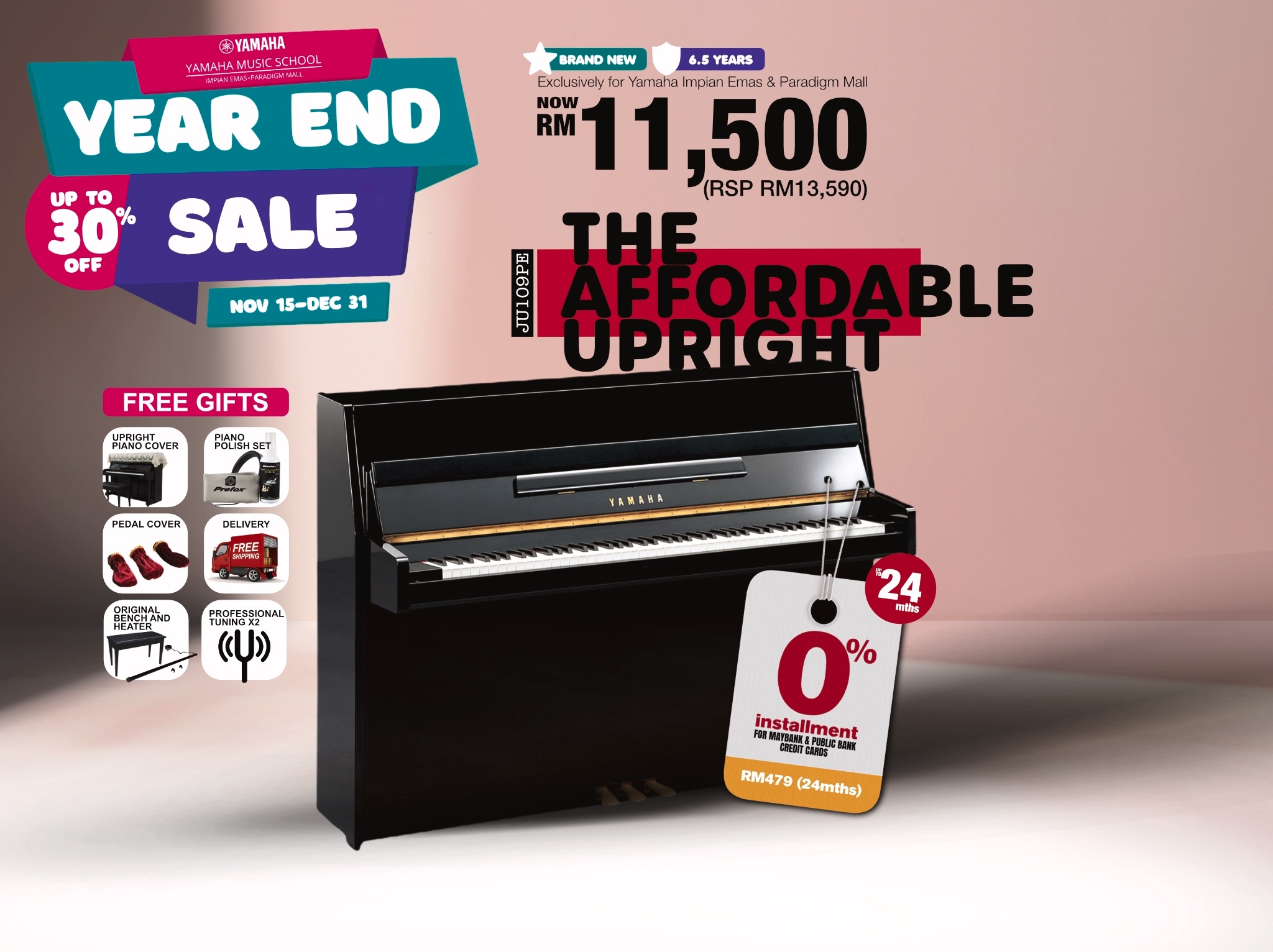 Guitar Saloon YES Yamaha Year End Sale 2022 Impian Emas Paradigm Mall Johor The Affordable Upright