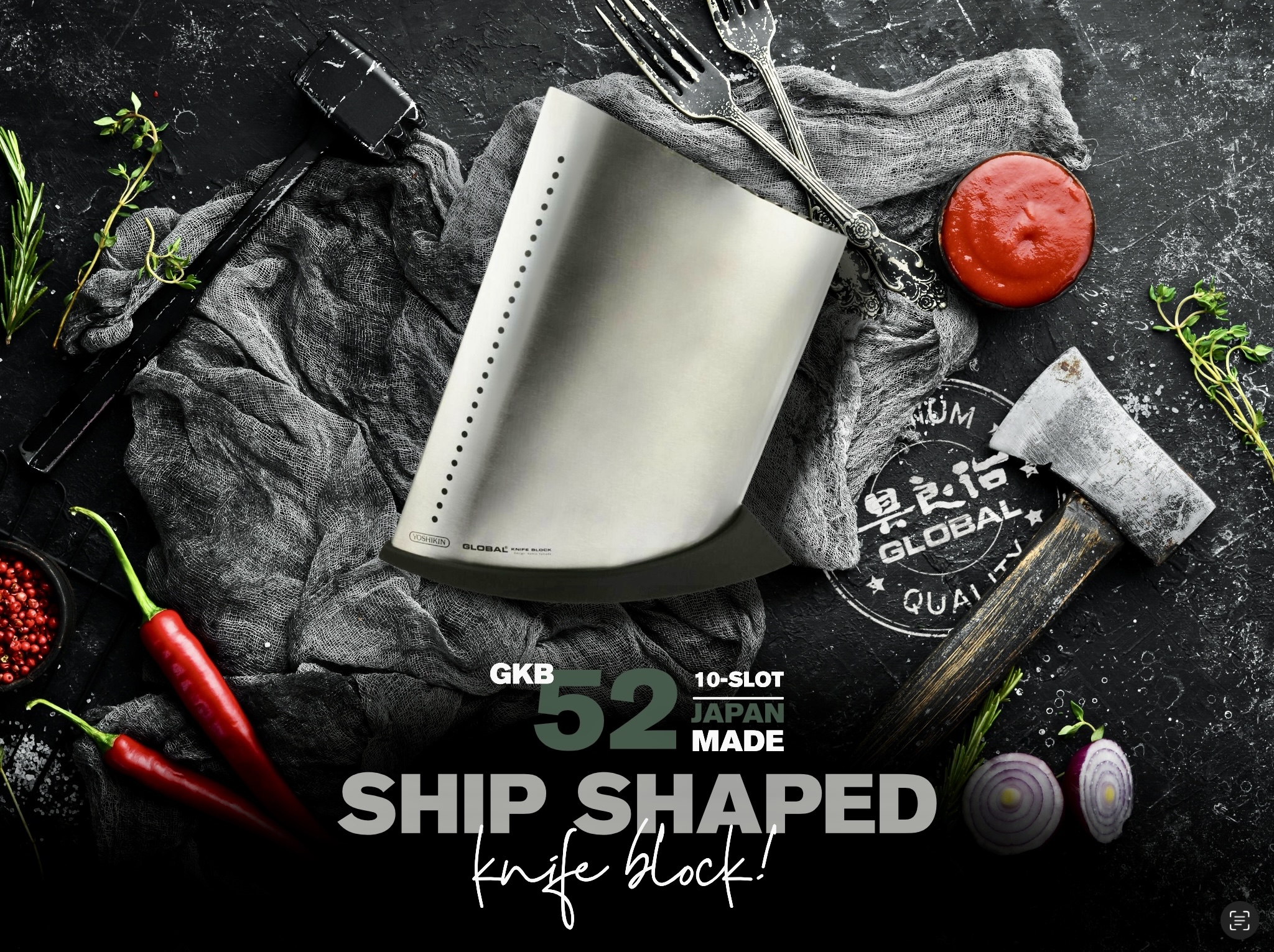 Carpe Noctis Global Knives Singapore GKB-52 Ship Shaped Knife Block