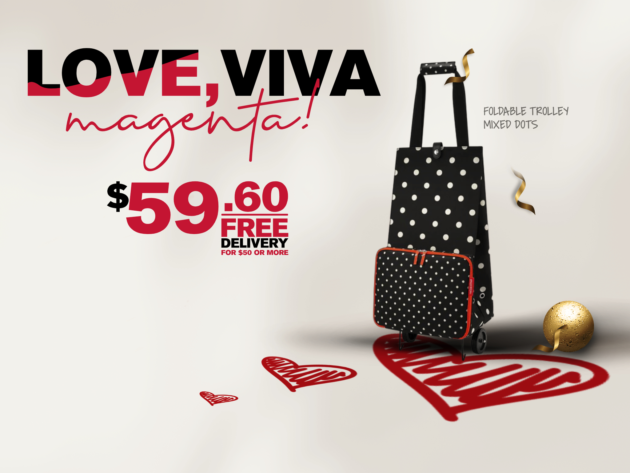 Viva Magenta Reisenthel Singapore Foldable Trolley Mixed Dots