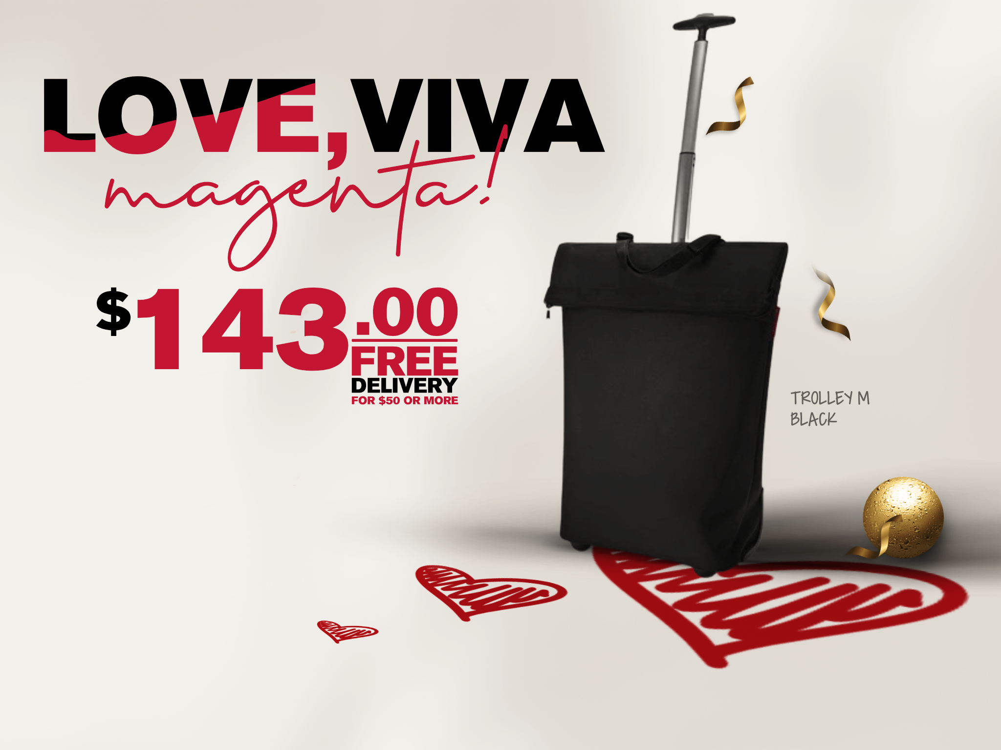 Viva Magenta Reisenthel Singapore Trolley M Black