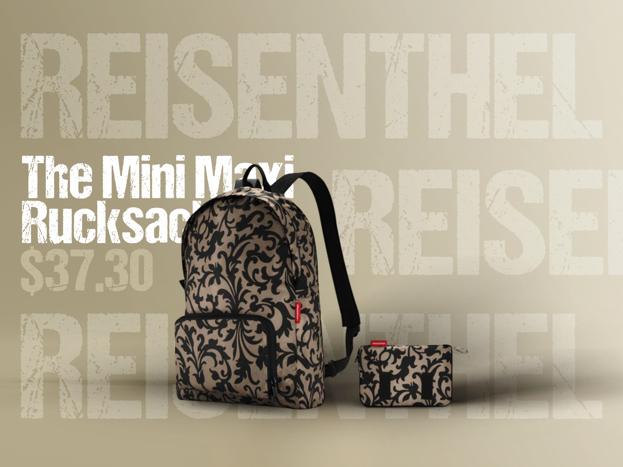 Baroque Taupe Reisenthel Singapore Mini Maxi Rucksack Baroque Taupe