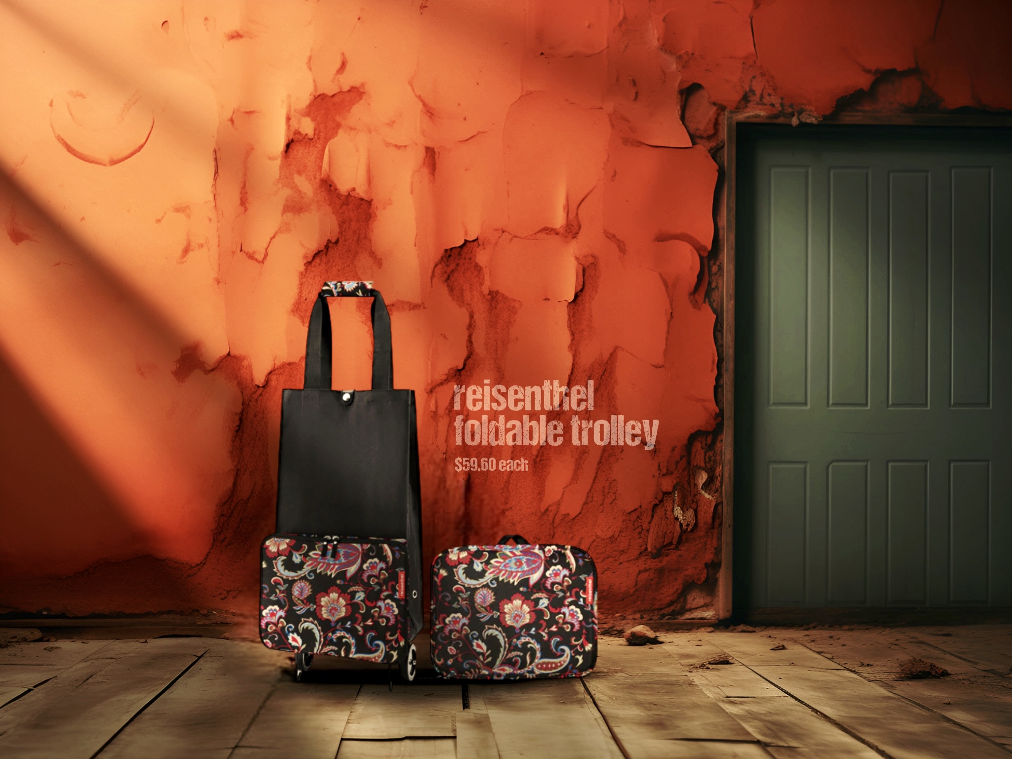 The Aristocrat Reisenthel Singapore Foldable Trolley Paisley Black