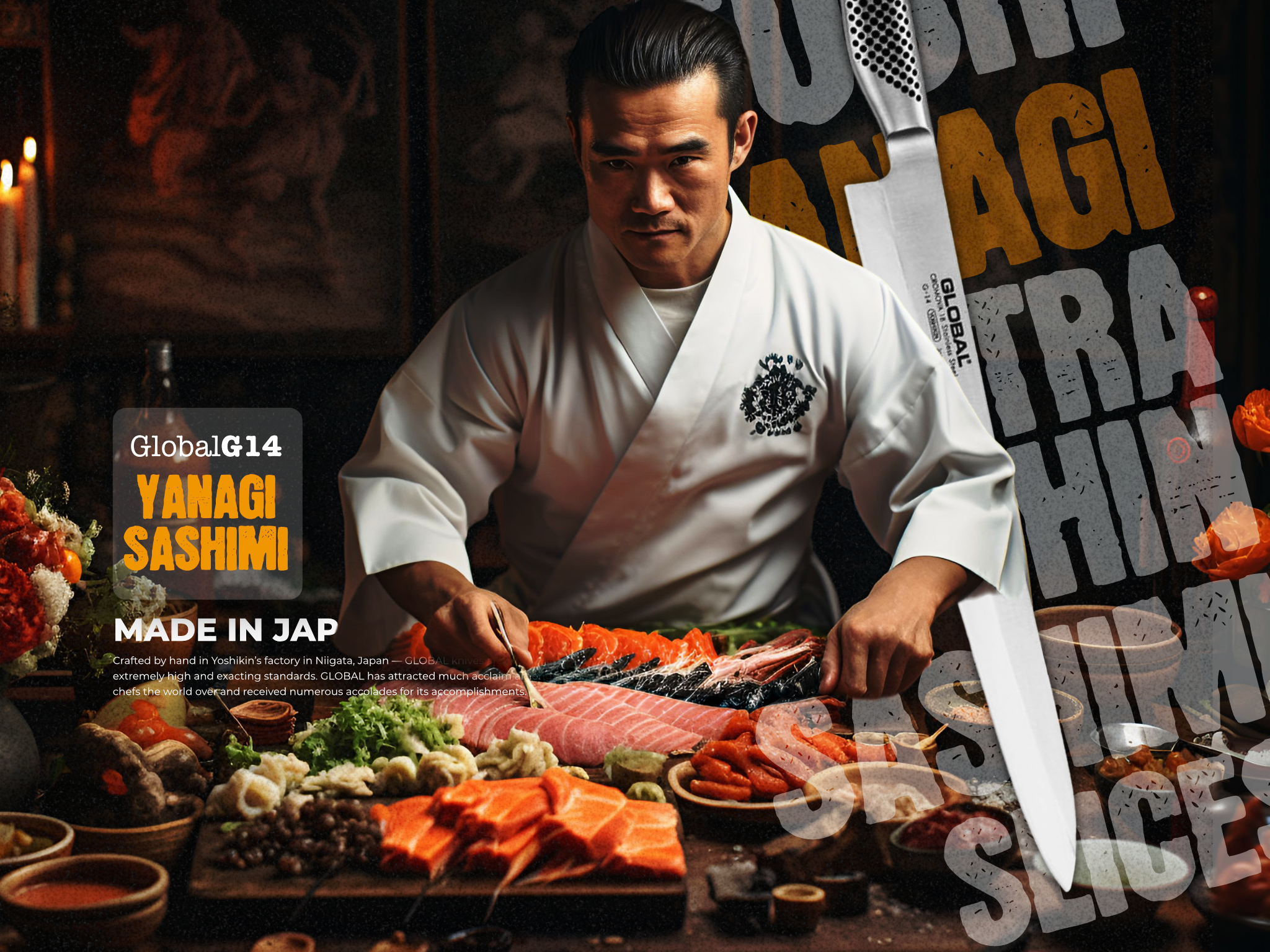 Since 1985 Global Knives Singapore G-14 Yanagi Sashimi Knife