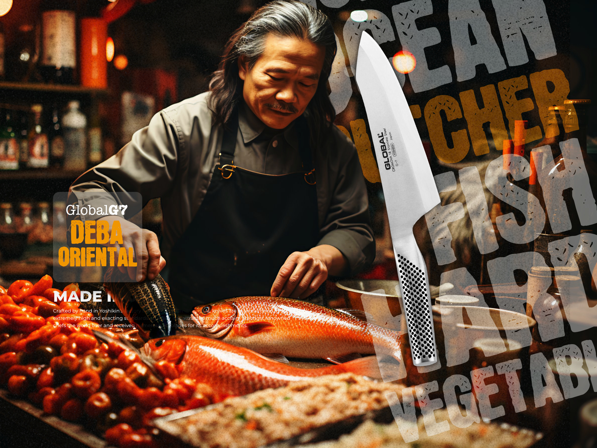 Since 1985 Global Knives Singapore G-7 Deba Oriental Knife