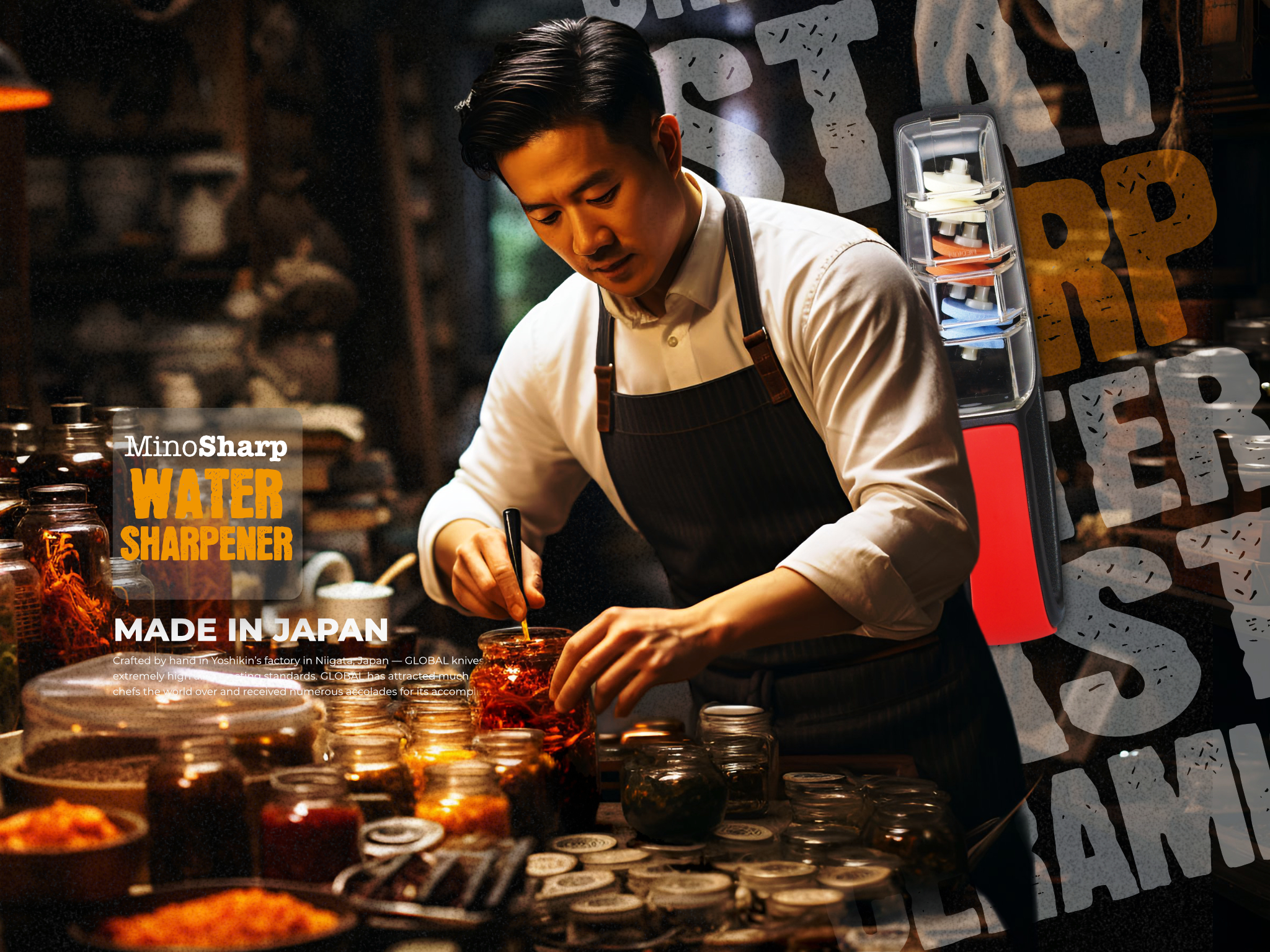 Since 1985 Global Knives Singapore Minosharp Water Sharpener