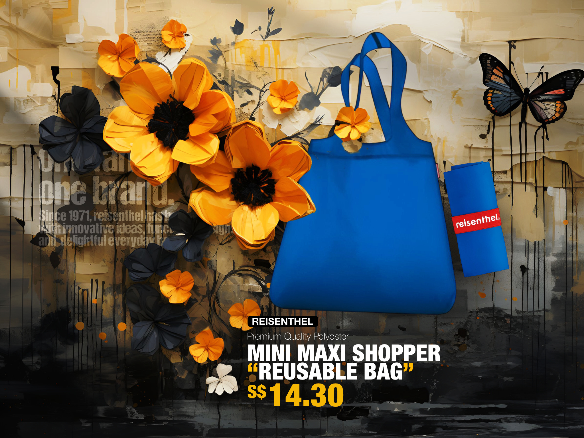 Poppy Seed Reisenthel Singapore Mini Maxi Shopper Reusable Bag