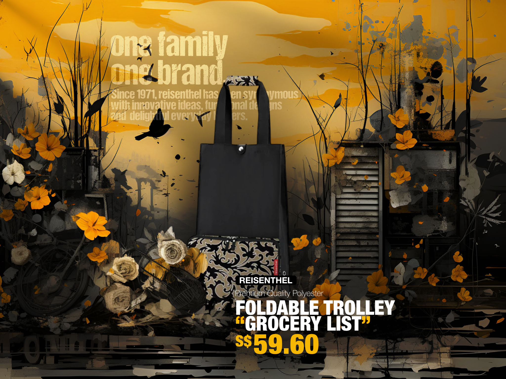 Poppy Seed Reisenthel Singapore Foldable Trolley Grocery List
