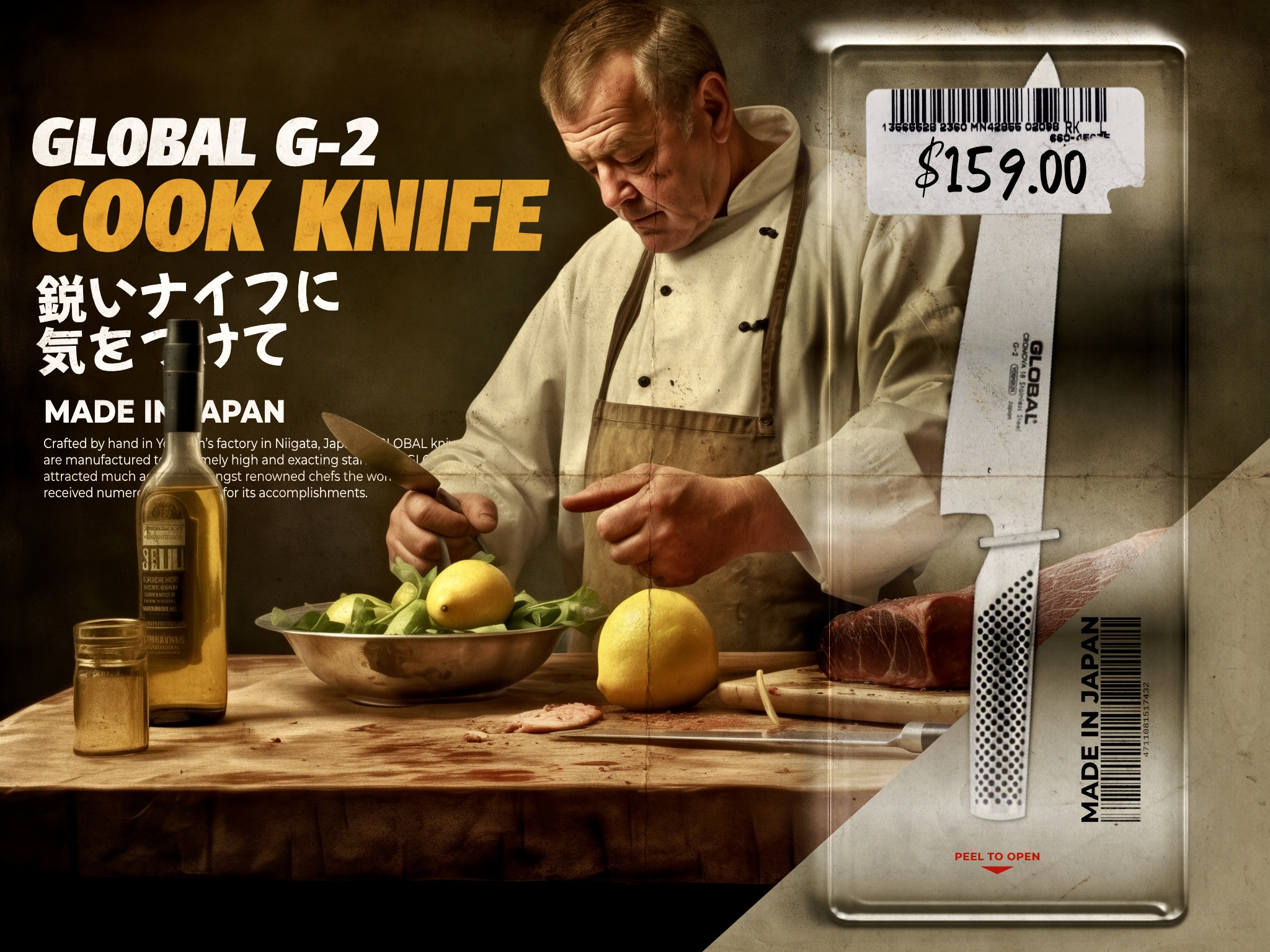 Blister Pack Global Knives Singapore G-2 Cook Knife