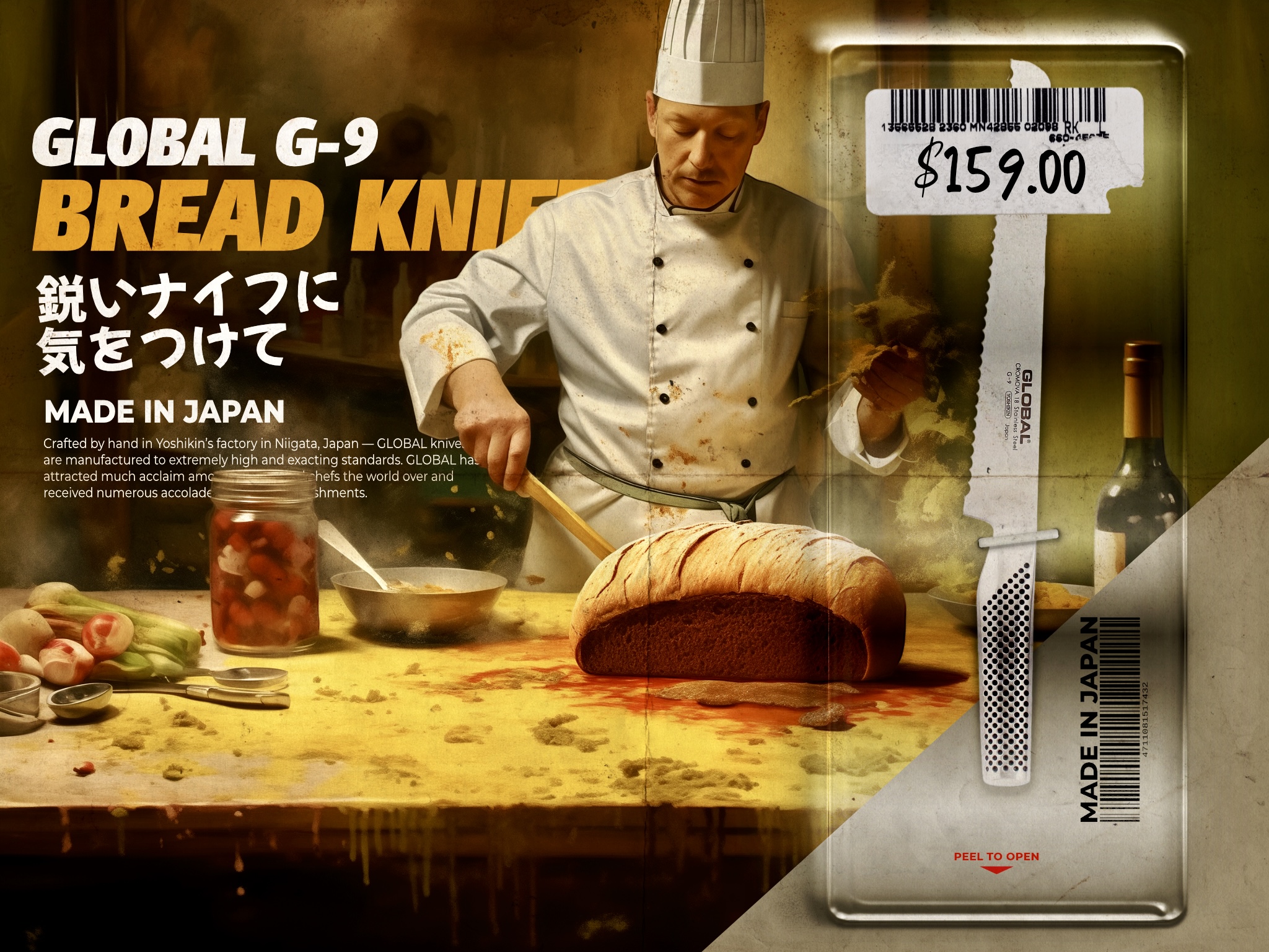Blister Pack Global Knives Singapore G-9 Bread Knife
