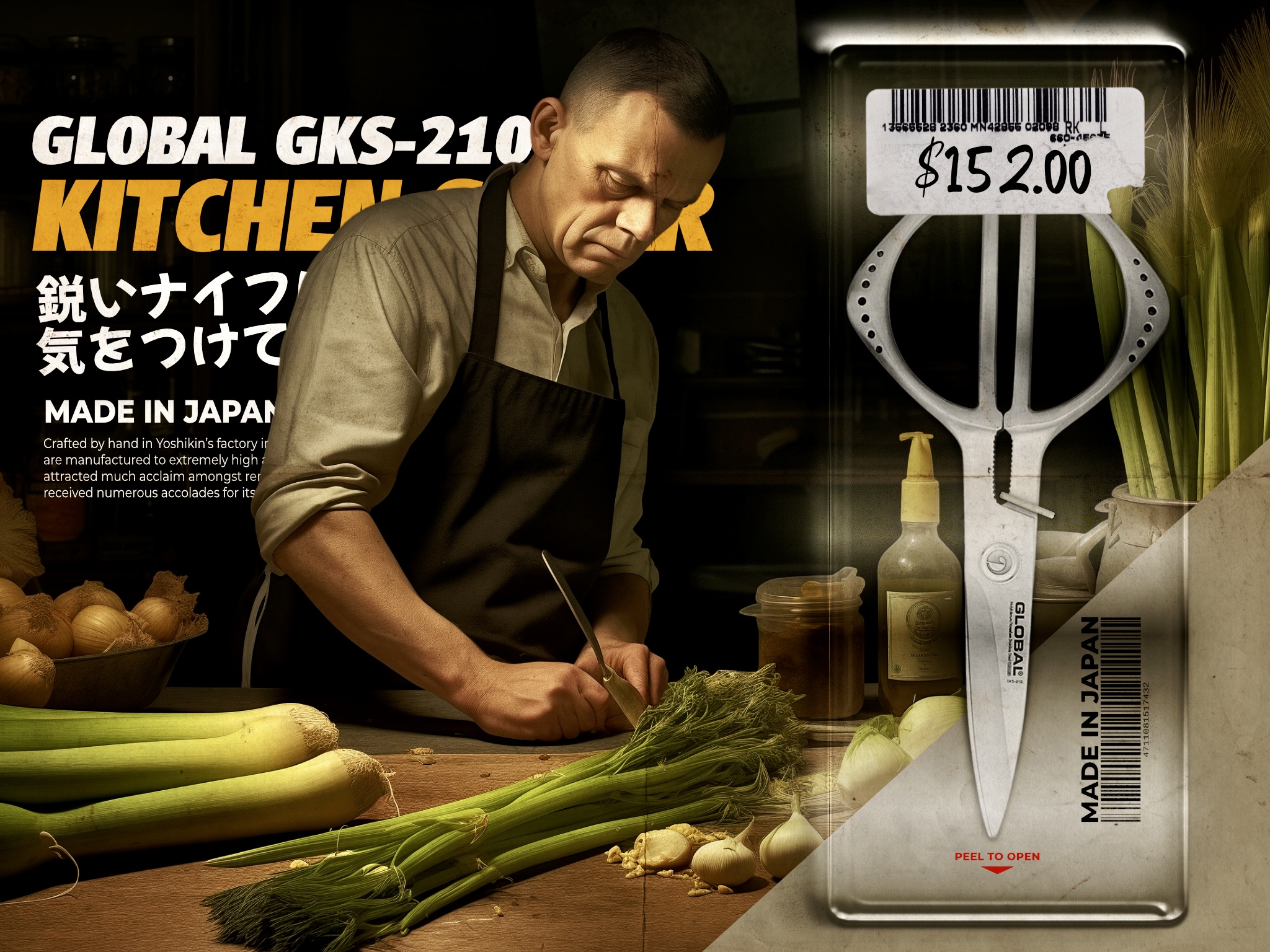 Blister Pack Global Knives Singapore GKS-210 Kitchen Shear Scissors