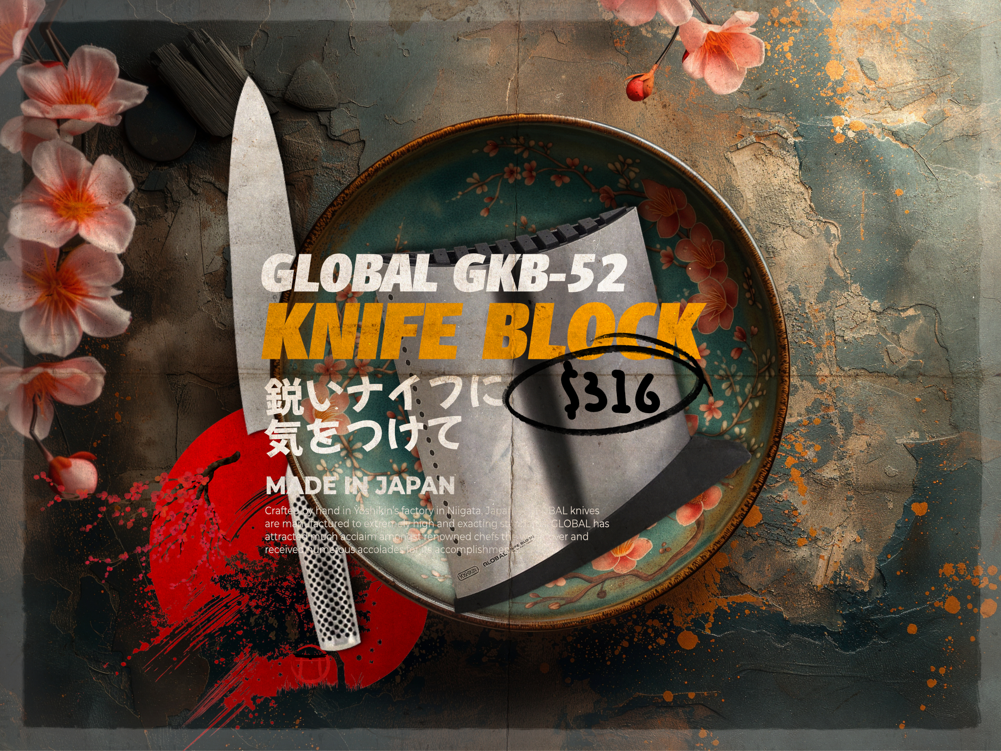 Kyoto Bound Global Knives Singapore GKB-52 Knife Block