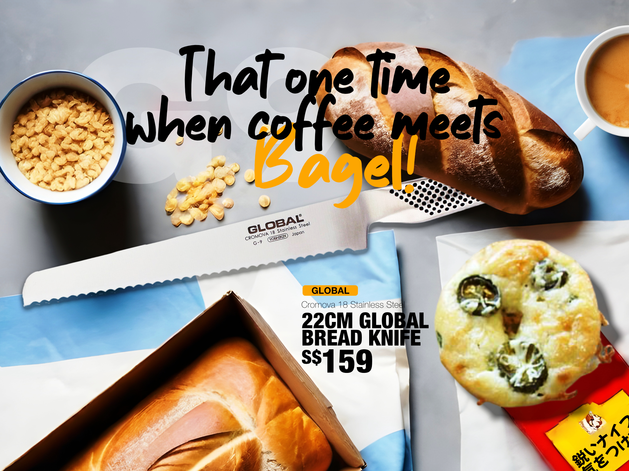 Tsunami Knife Global Knives Singapore Coffee Bagel Bread Knife