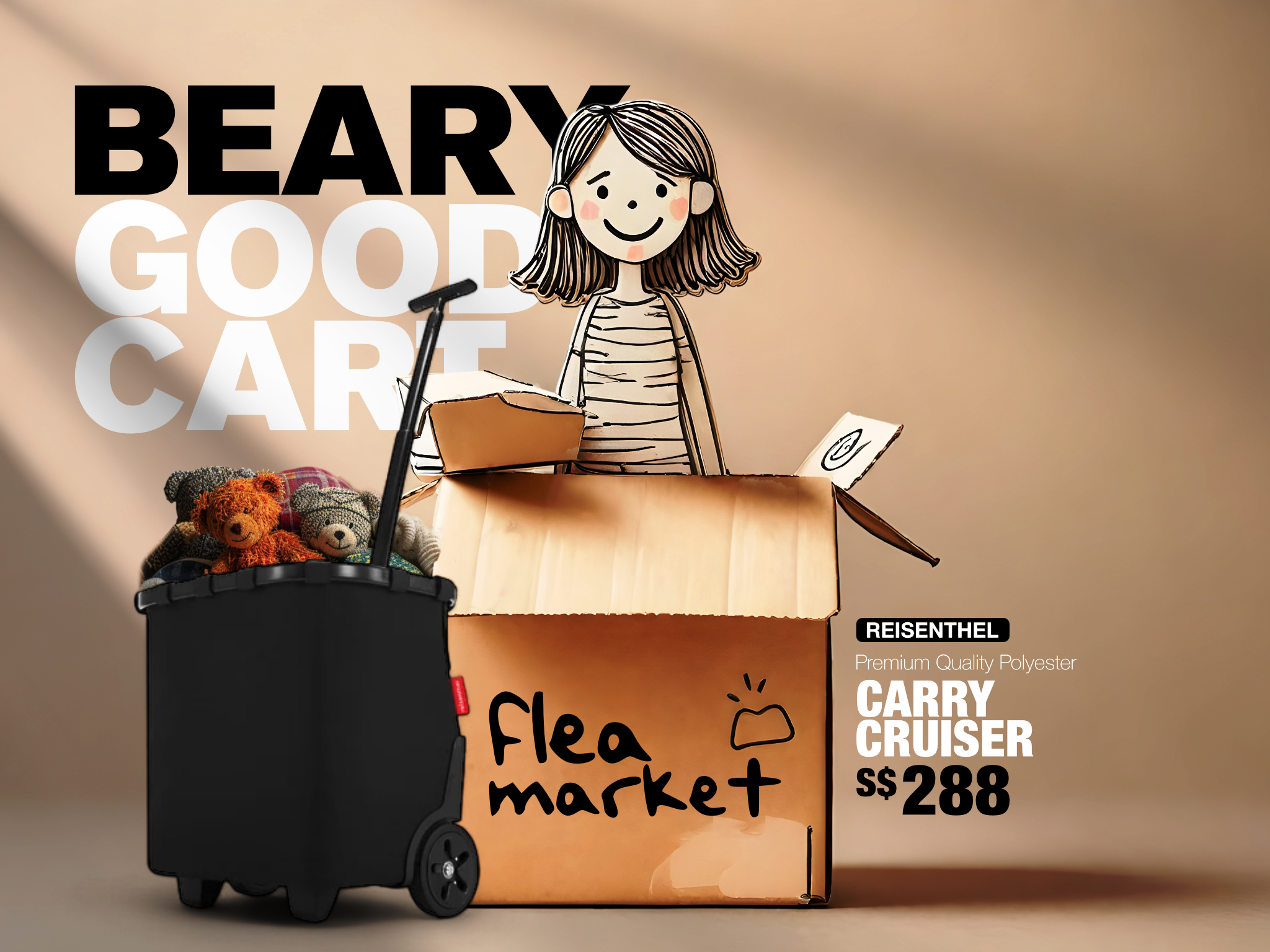 Origami Fold Reisenthel Singapore Beary Good Cart Carrycruiser