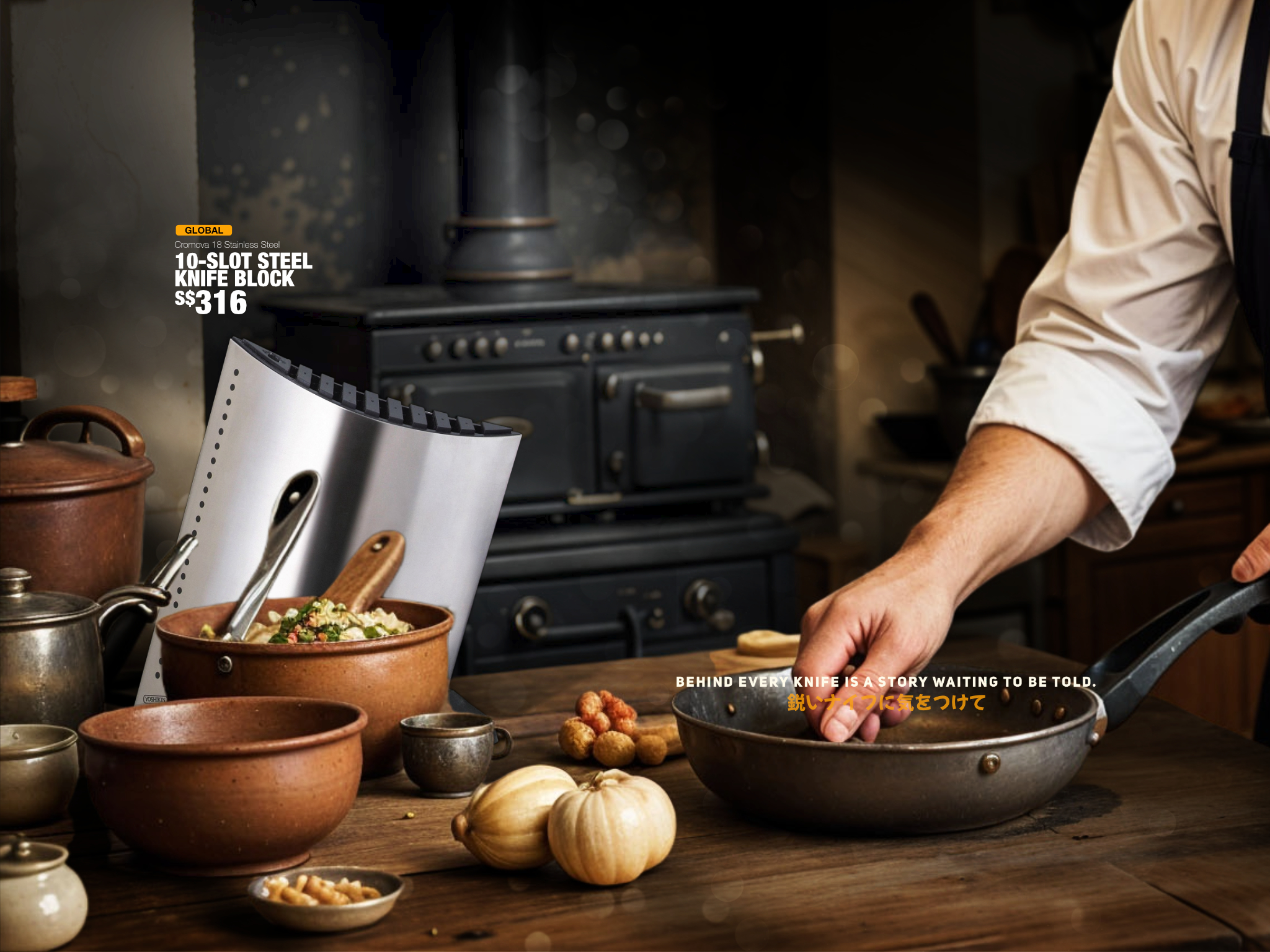 Dmitri’s Kitchen Global Knives Singapore 11-Slot Steel Knife Block
