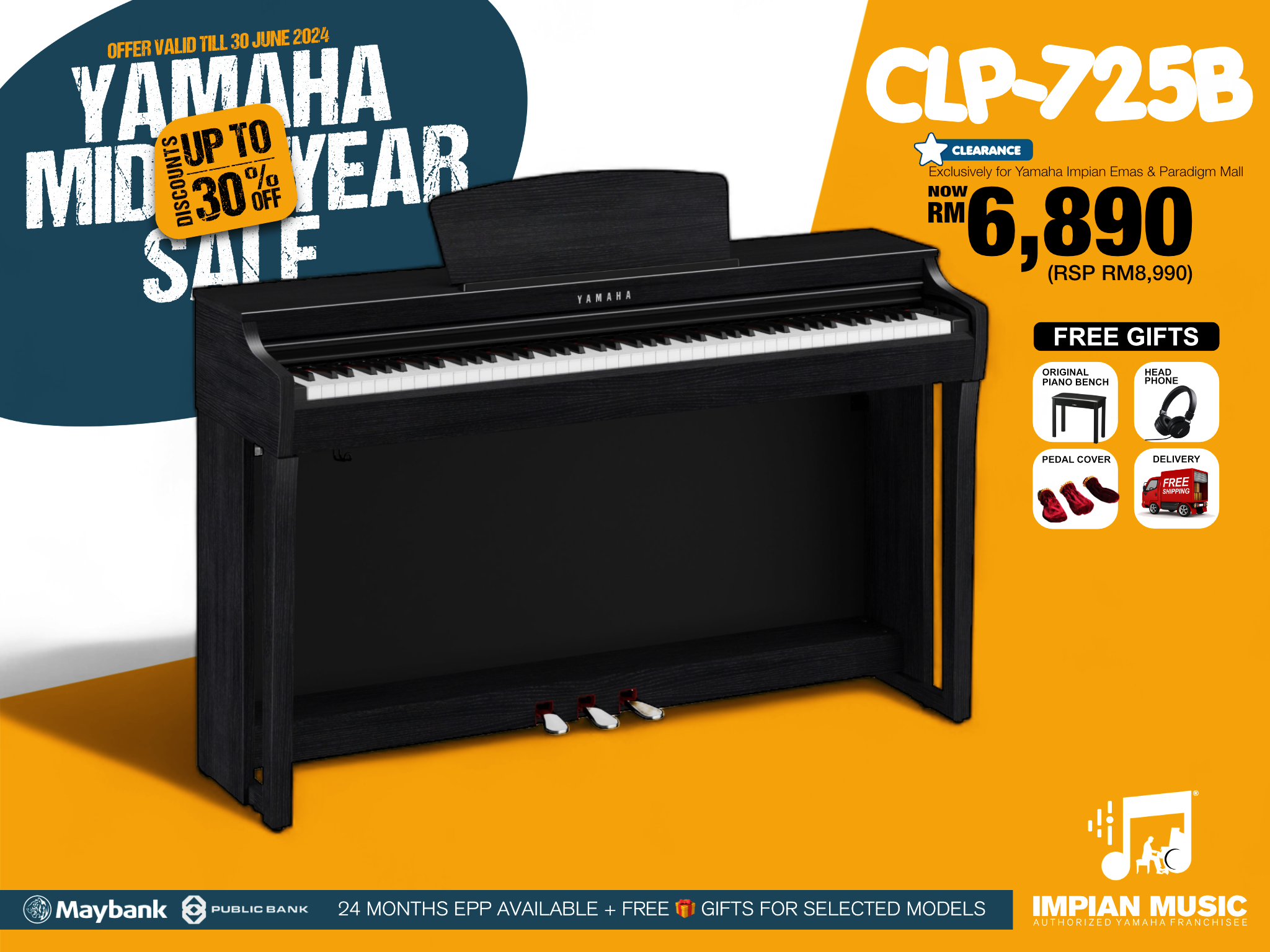 Kira Kobai Yamaha Impian Emas Music Centre Johor Malaysia June 2024 Mid Year Sale Promotion CLP-725B