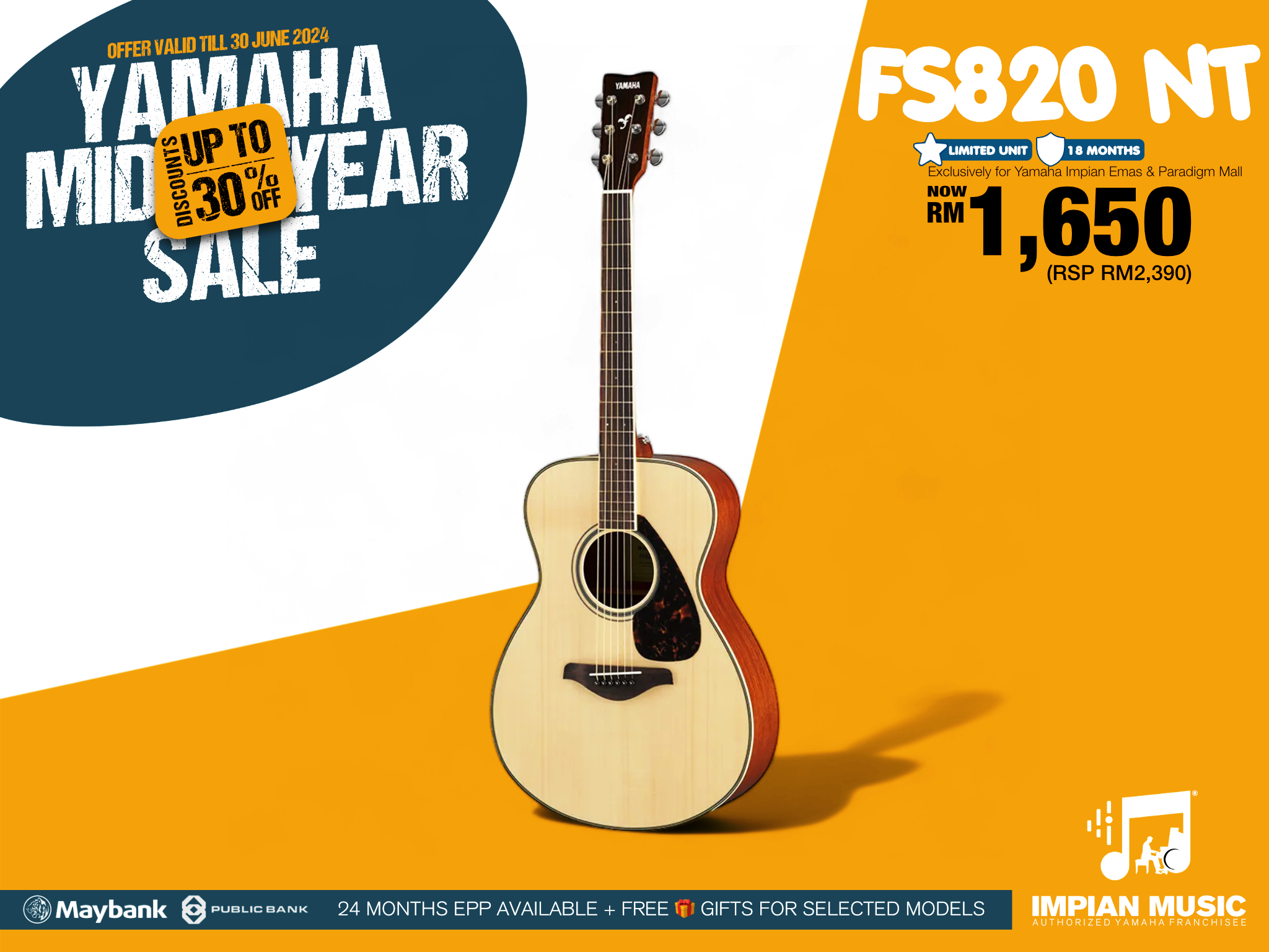 Kira Kobai Yamaha Impian Emas Music Centre Johor Malaysia June 2024 Mid Year Sale Promotion FS820 NT