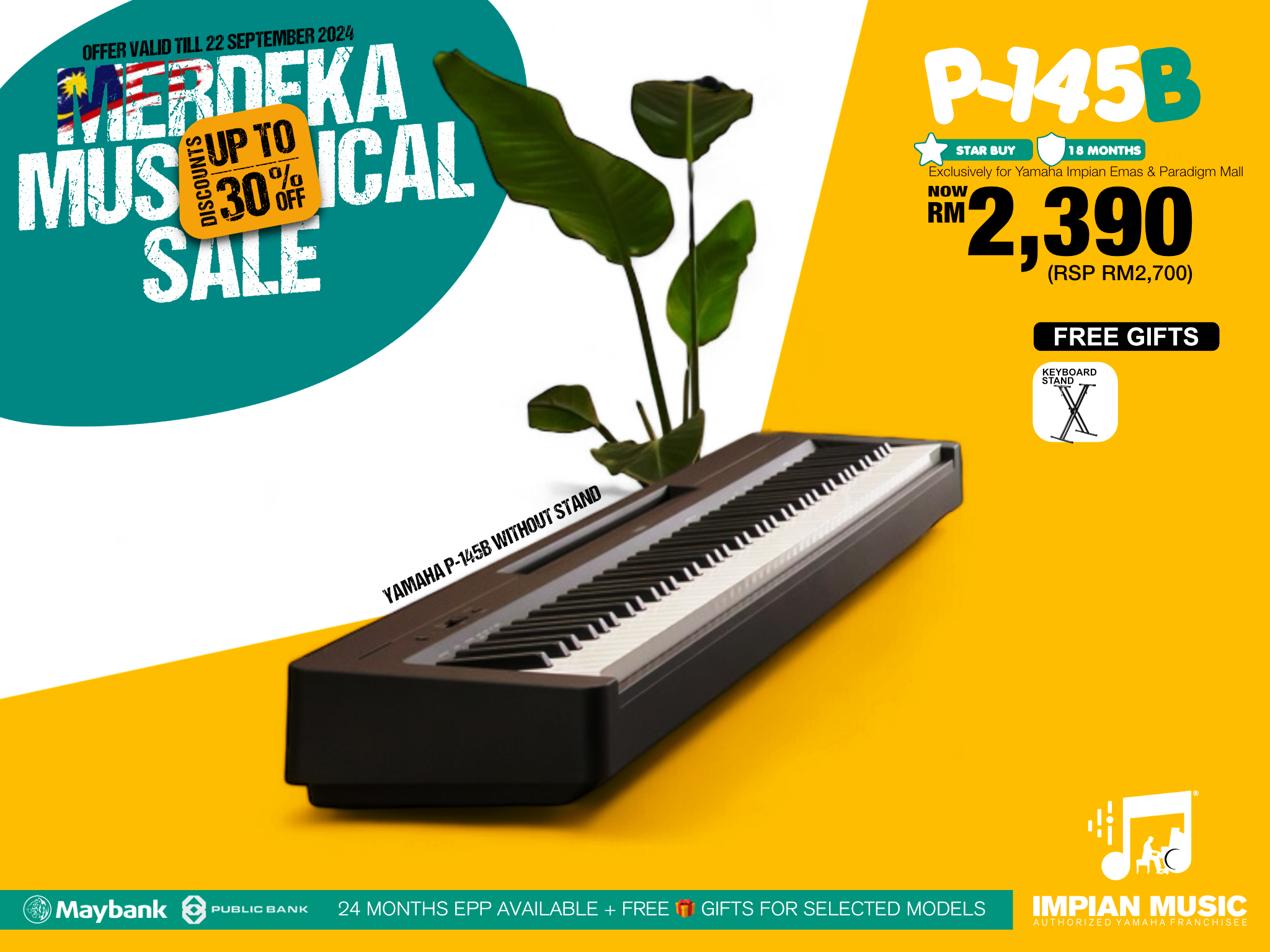 Merdeka Musical Sale Yamaha Impian Emas Music Centre Johor Malaysia Sept 2024 Sale Promotion P-145