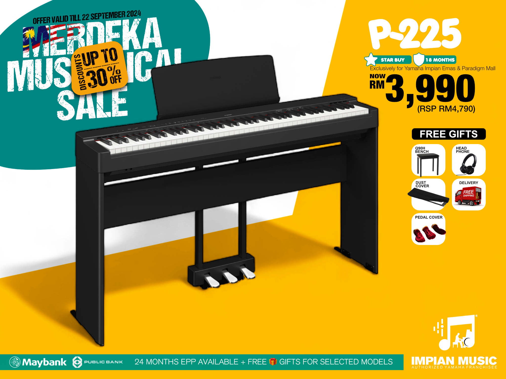 Merdeka Musical Sale Yamaha Impian Emas Music Centre Johor Malaysia Sept 2024 Sale Promotion P-225