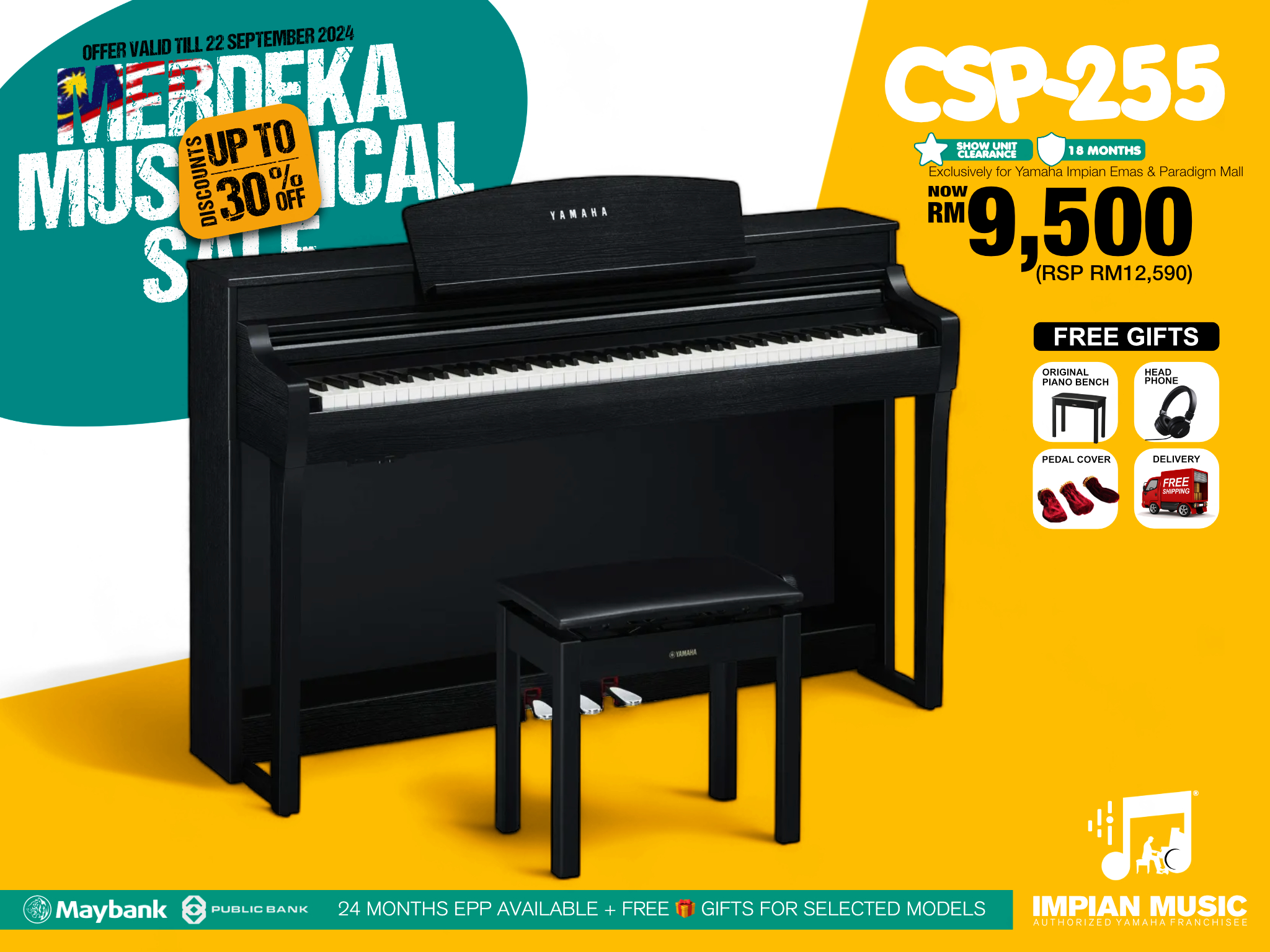 Merdeka Musical Sale Yamaha Impian Emas Music Centre Johor Malaysia Sept 2024 Sale Promotion CSP-255