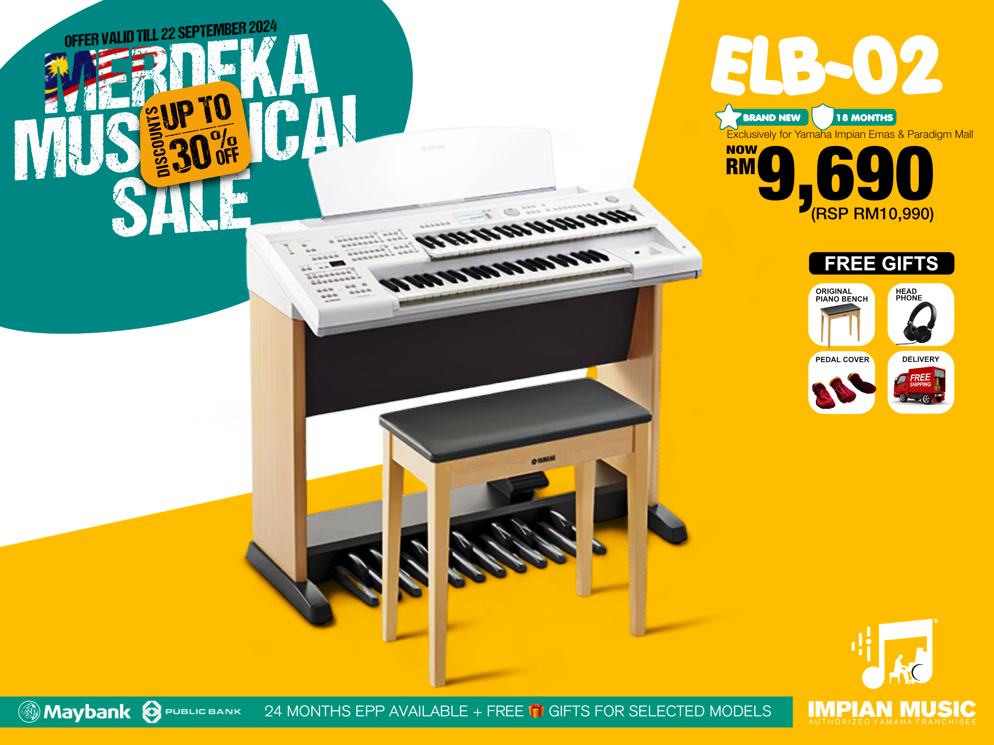 Merdeka Musical Sale Yamaha Impian Emas Music Centre Johor Malaysia Sept 2024 Sale Promotion ELB-02