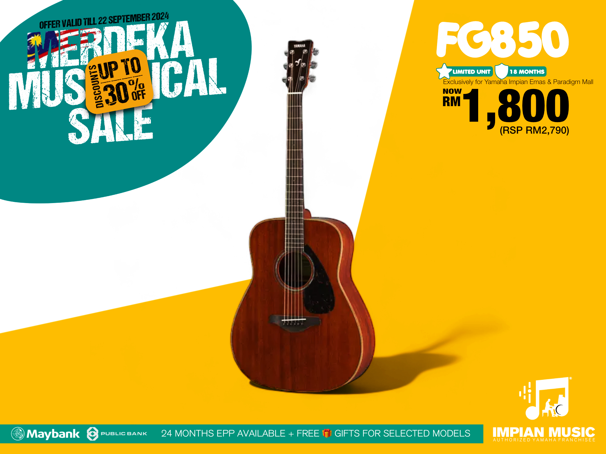 Merdeka Musical Sale Yamaha Impian Emas Music Centre Johor Malaysia Sept 2024 Sale Promotion FG850