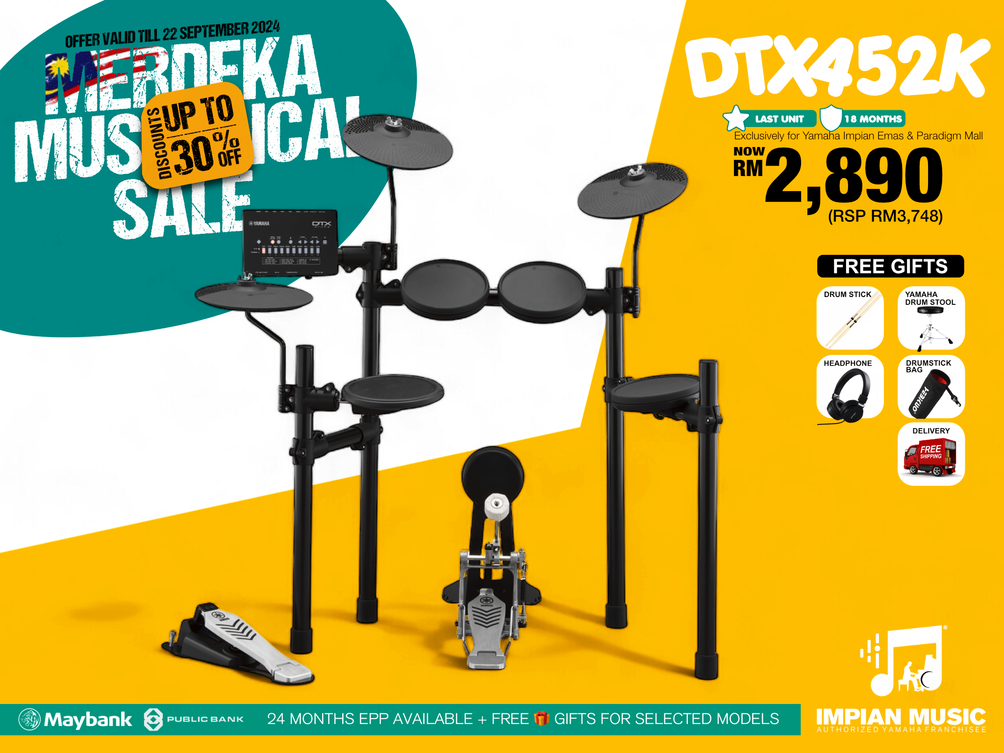 Merdeka Musical Sale Yamaha Impian Emas Music Centre Johor Malaysia Sept 2024 Sale Promotion DTX45qK