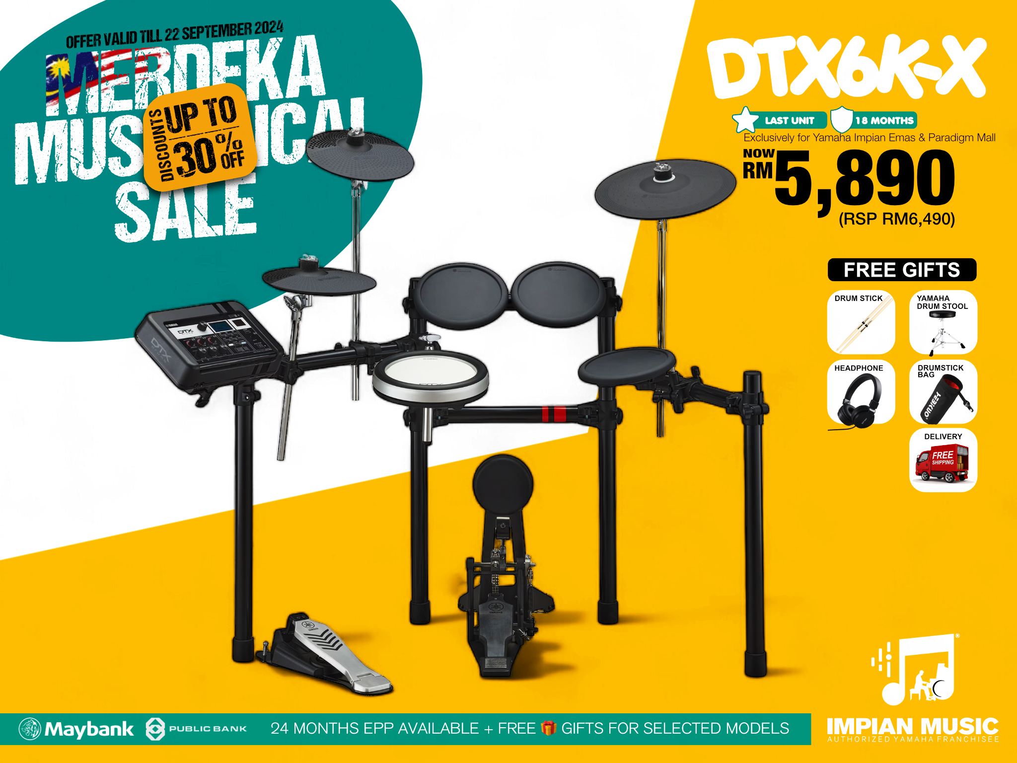 Merdeka Musical Sale Yamaha Impian Emas Music Centre Johor Malaysia Sept 2024 Sale Promotion DTX6K-X