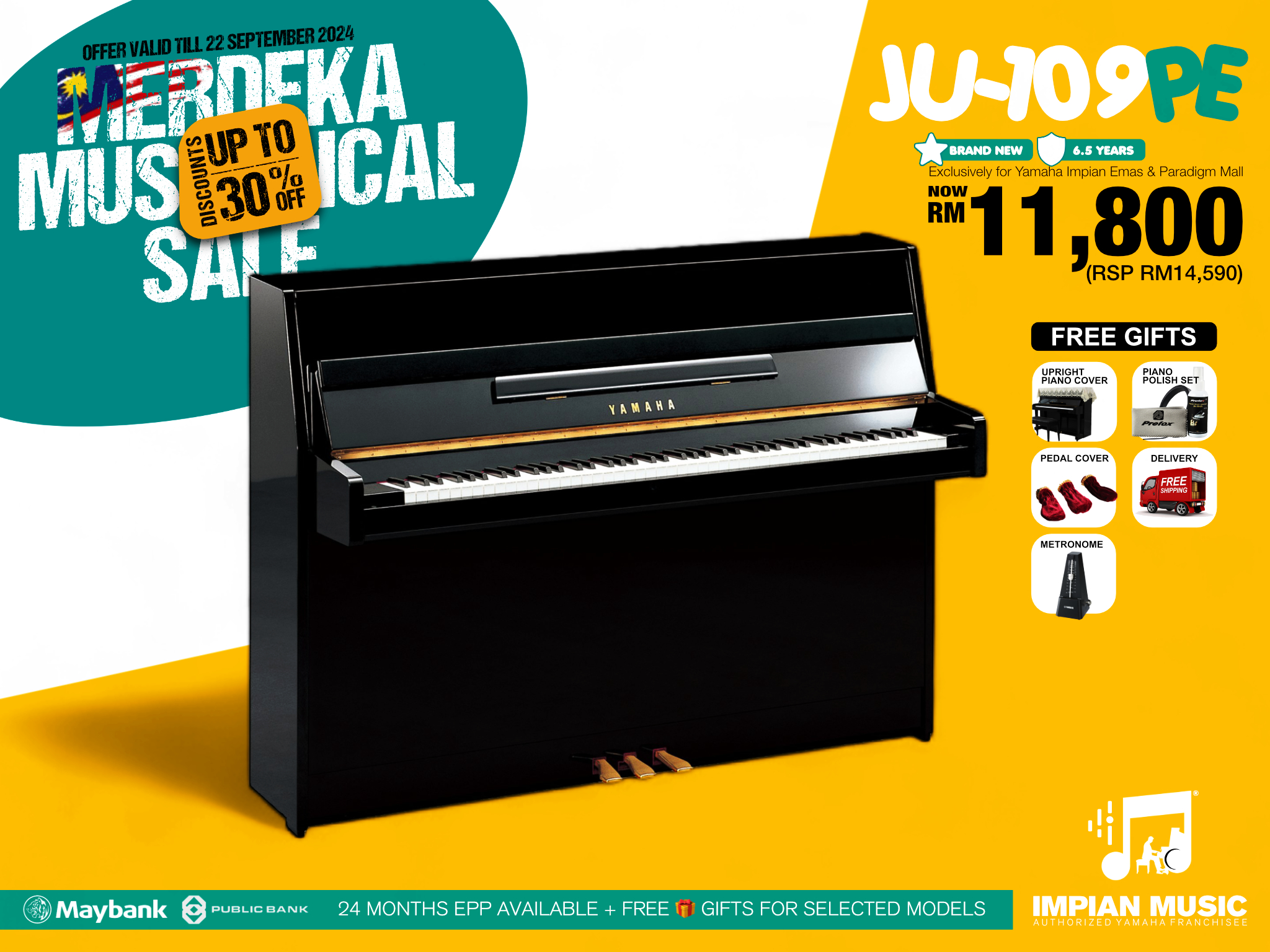 Merdeka Musical Sale Yamaha Impian Emas Music Centre Johor Malaysia Sept 2024 Sale Promotion JU-109PE