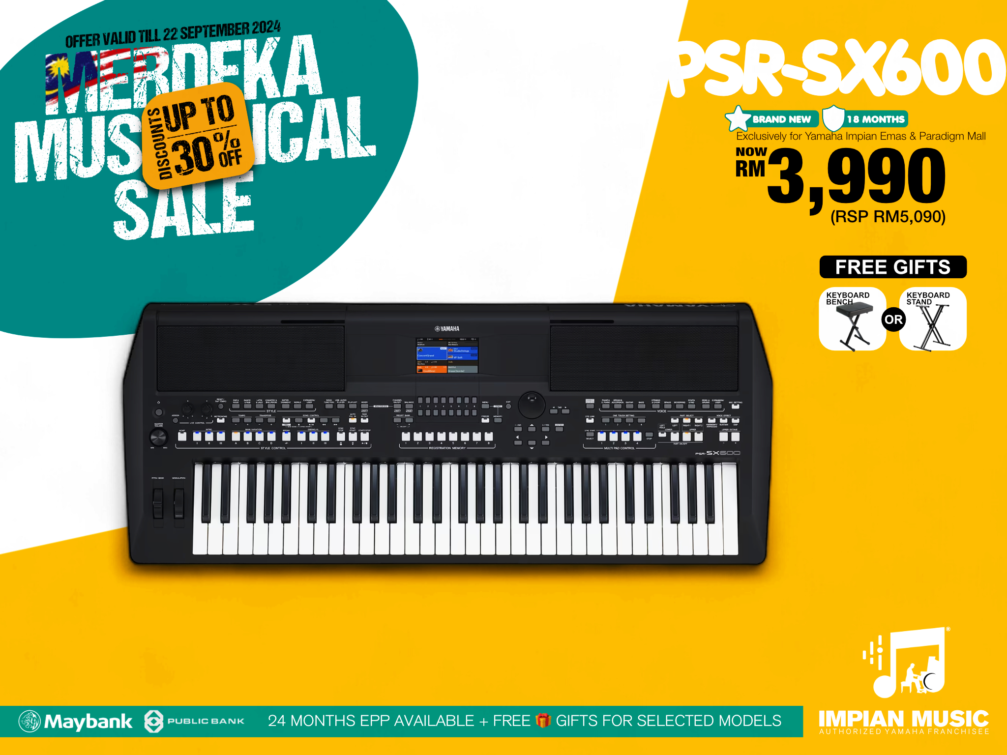 Merdeka Musical Sale Yamaha Impian Emas Music Centre Johor Malaysia Sept 2024 Sale Promotion PSR-SX600